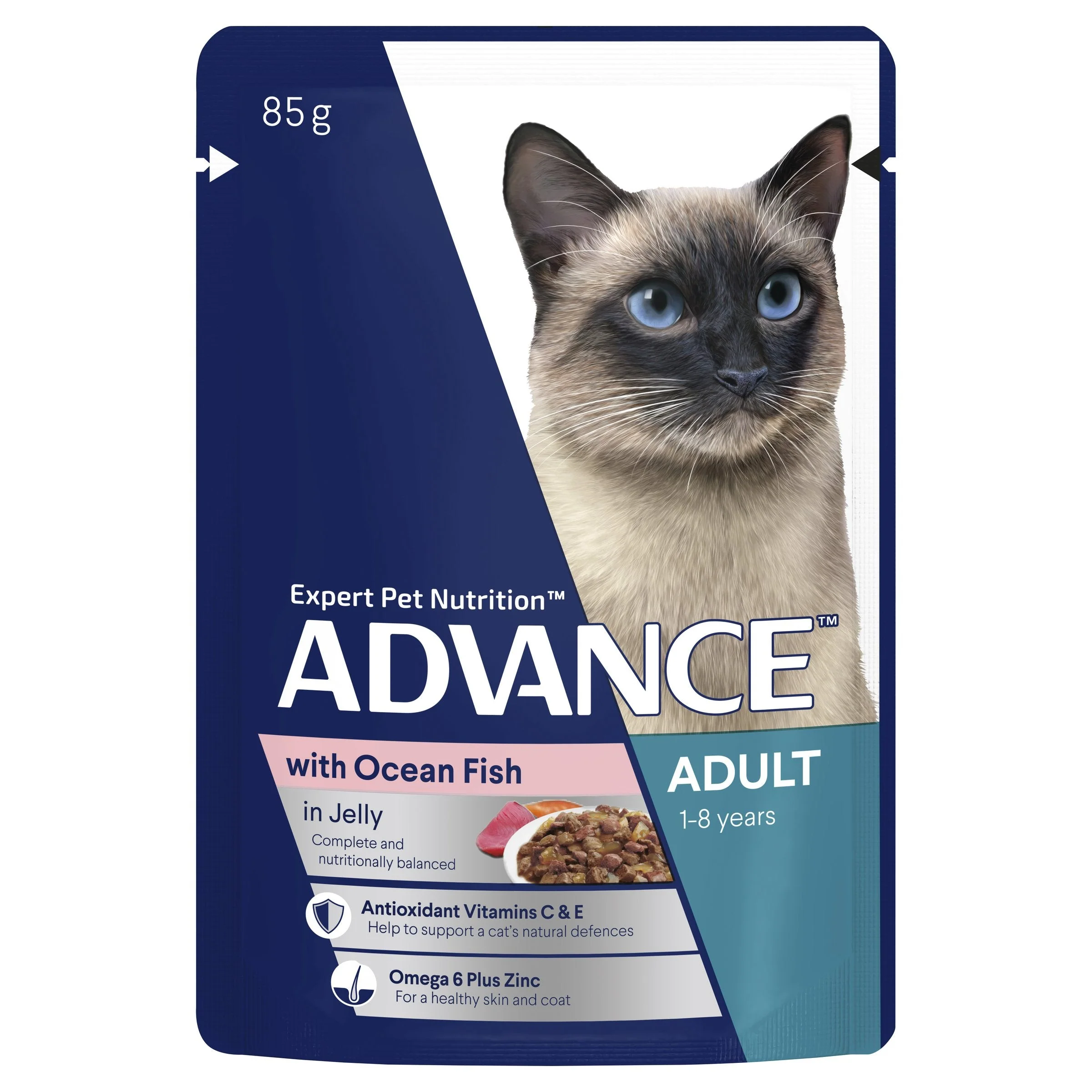 Advance Ocean Fish in Jelly Adult Cat Wet Food 85g x 12 - Image 2