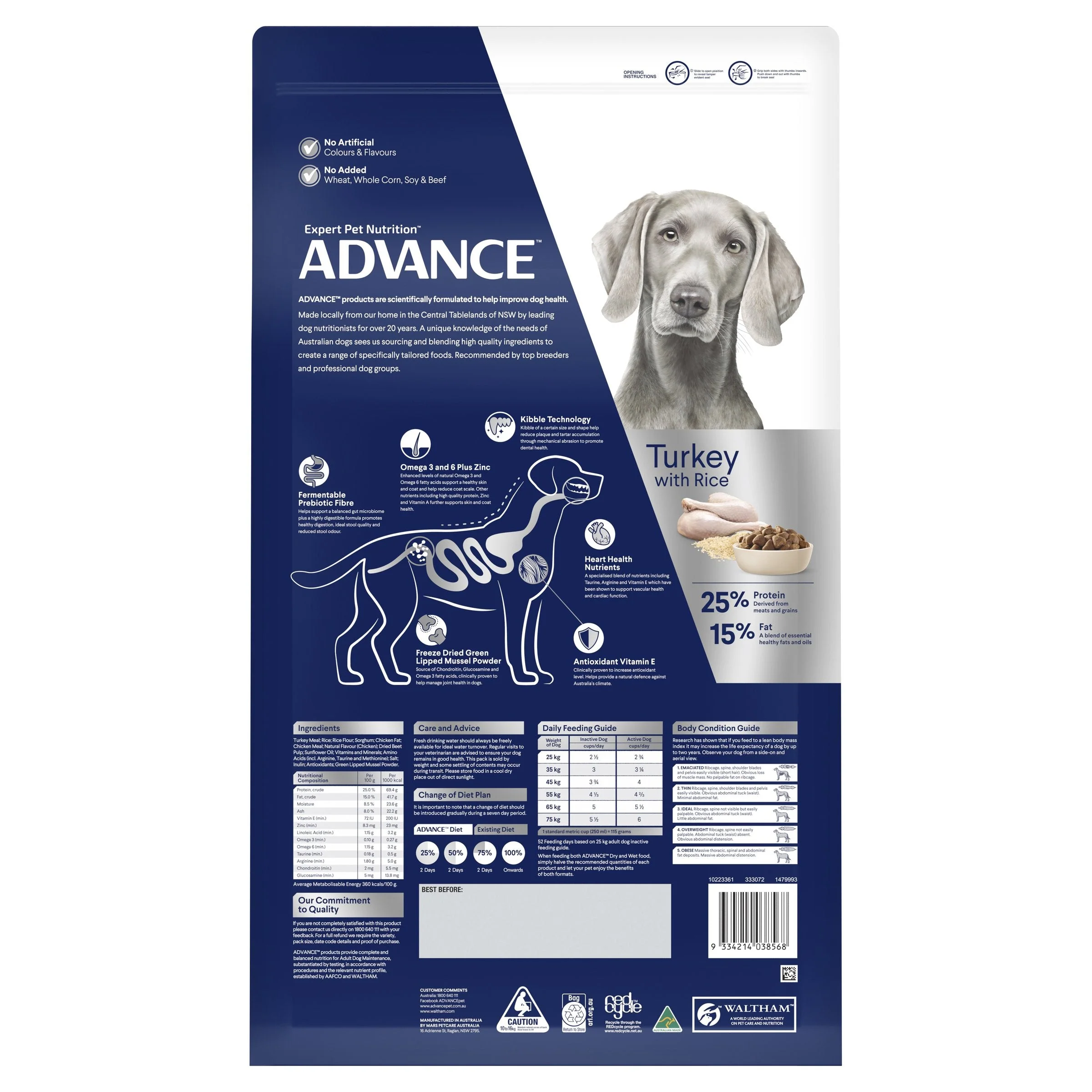 Advance Turkey and Rice Large Breed Adult Dog Dry Food 15kg - Image 2