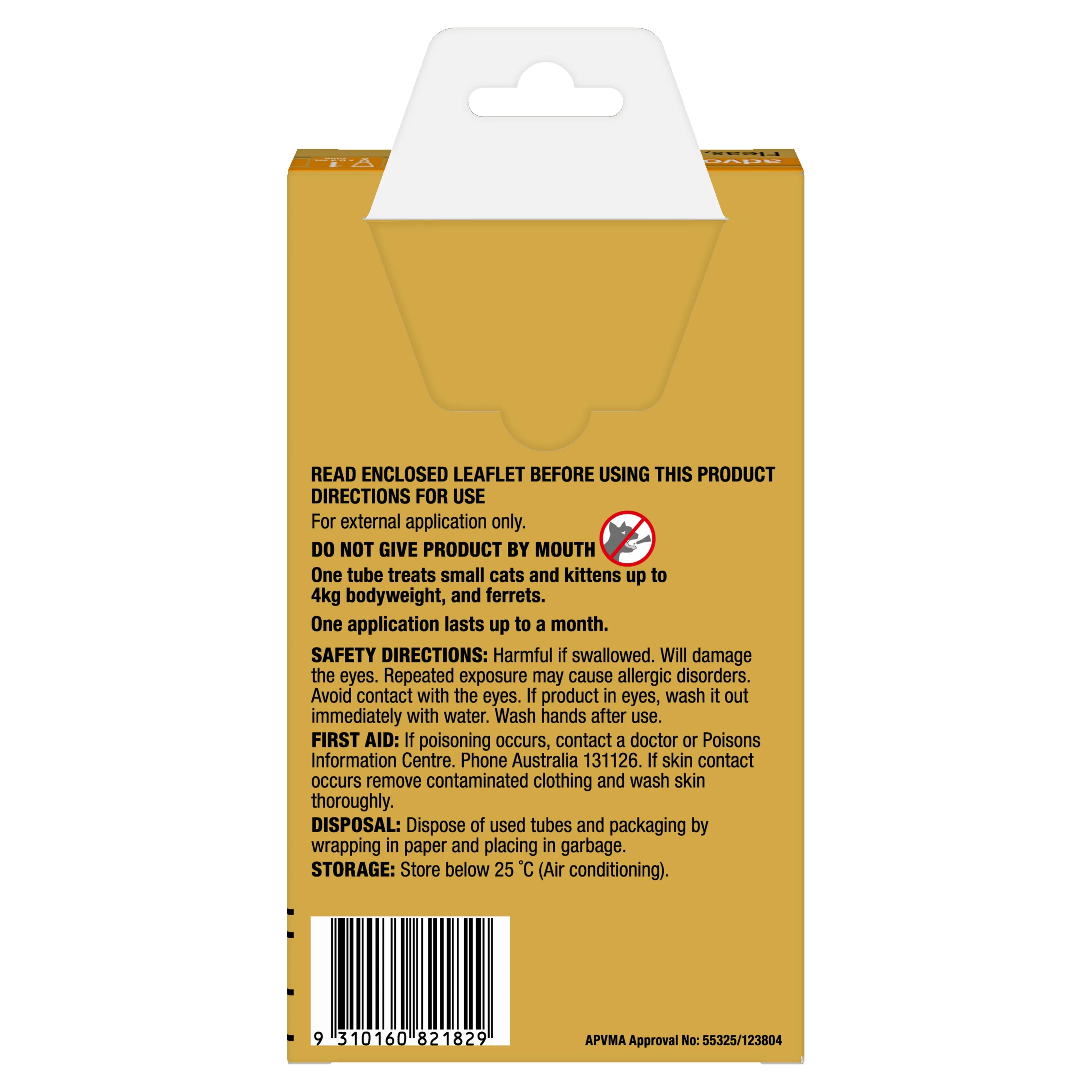 Advocate Flea Heartworm and Worm Treatment for Cats 0-4kg Orange 1 Pack - Image 3