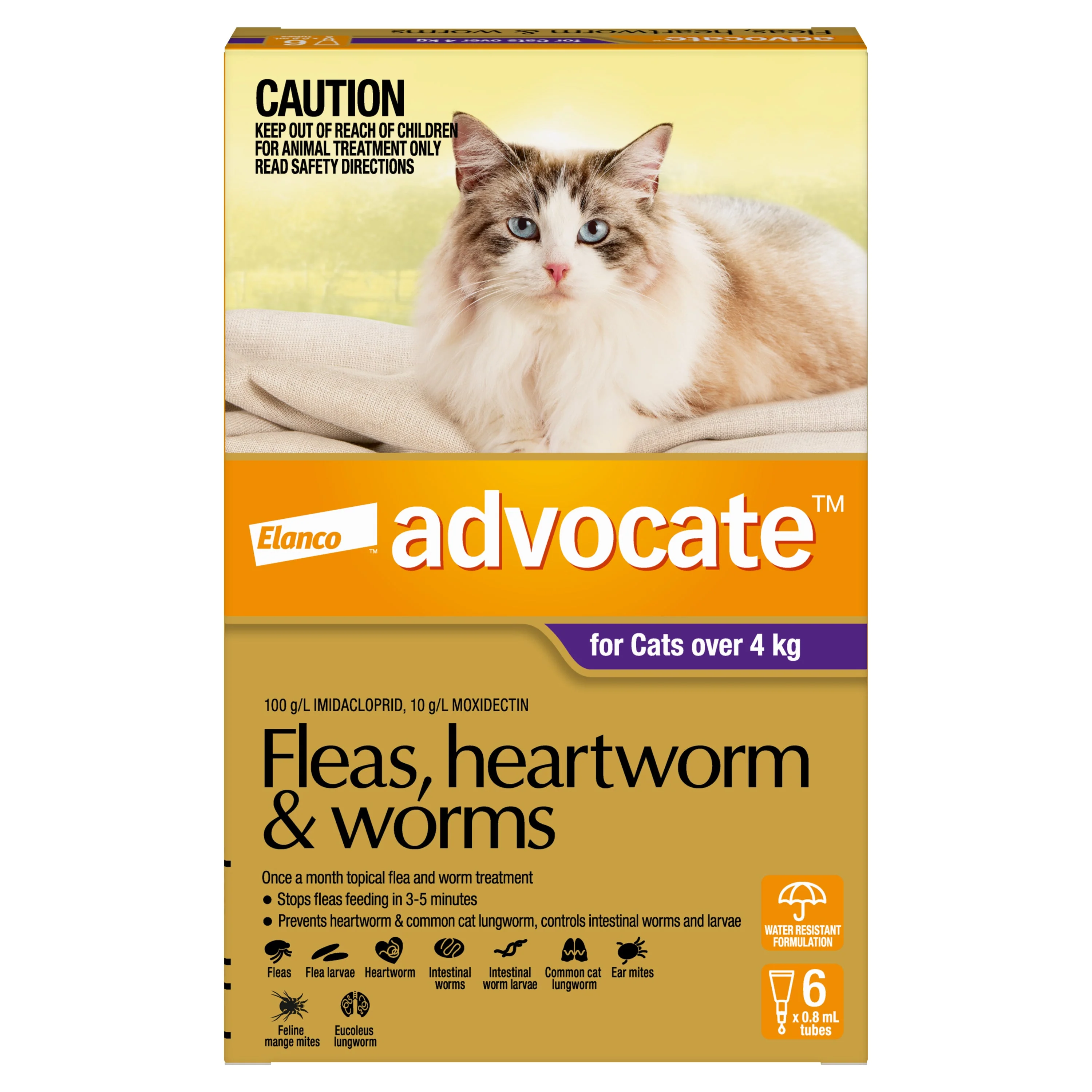 Advocate Flea Heartworm and Worm Treatment for Cats 4kg Purple 6 Pack - Image 2