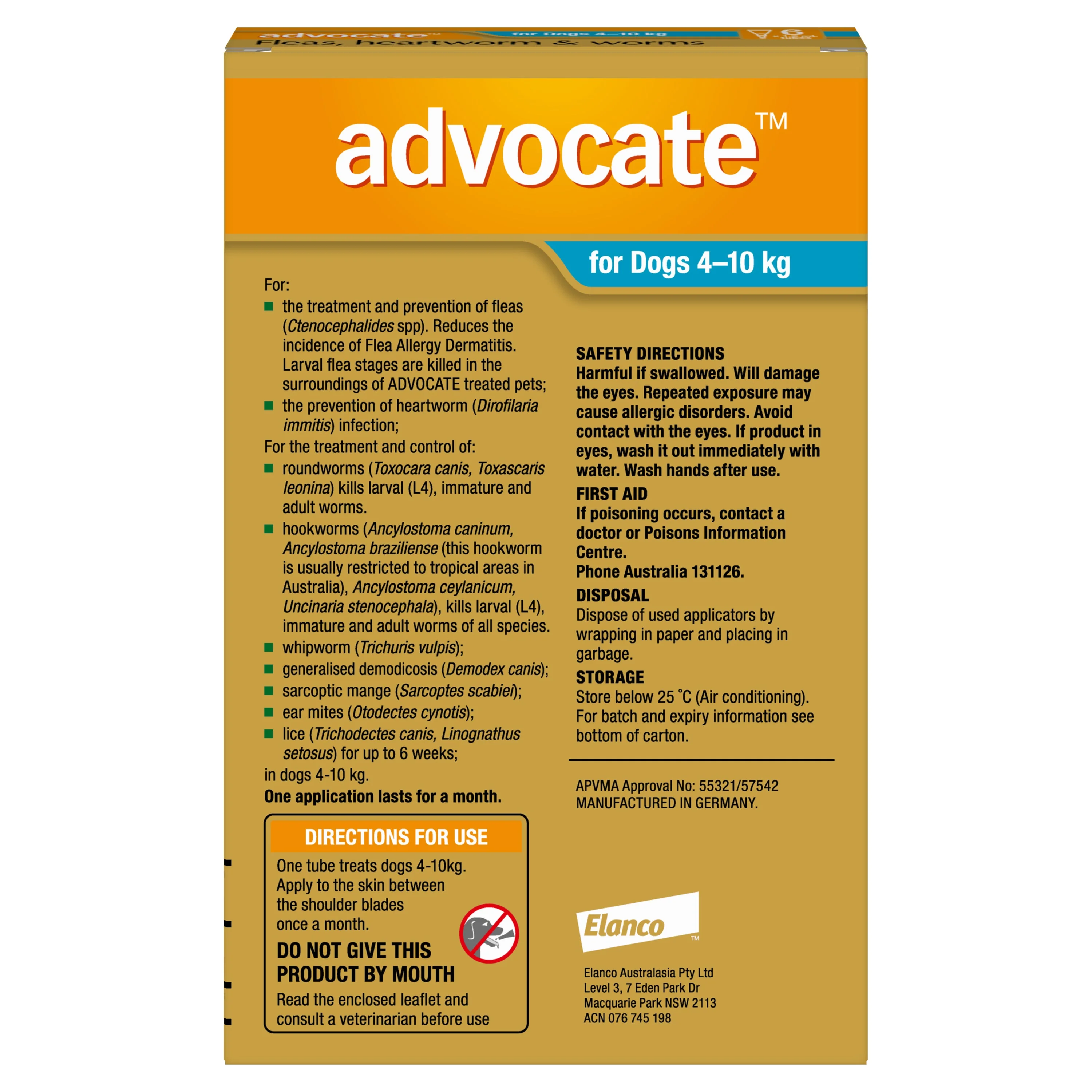 Advocate Flea Heartworm and Worm Treatment for Dogs 4-10kg Aqua 6 Pack - Image 3