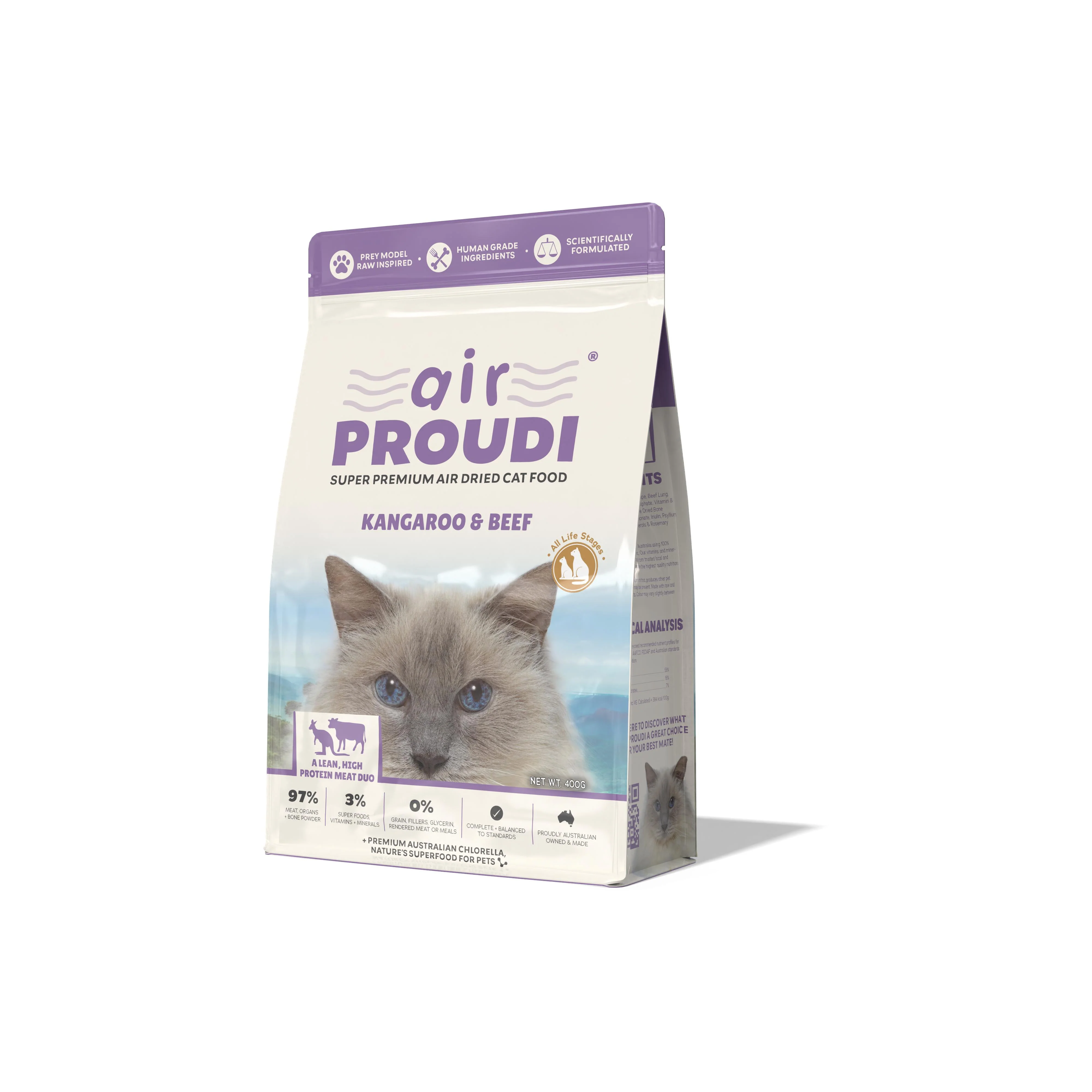 AirProudi Air Dried Cat Food Kangaroo and Beef 400g - Image 2