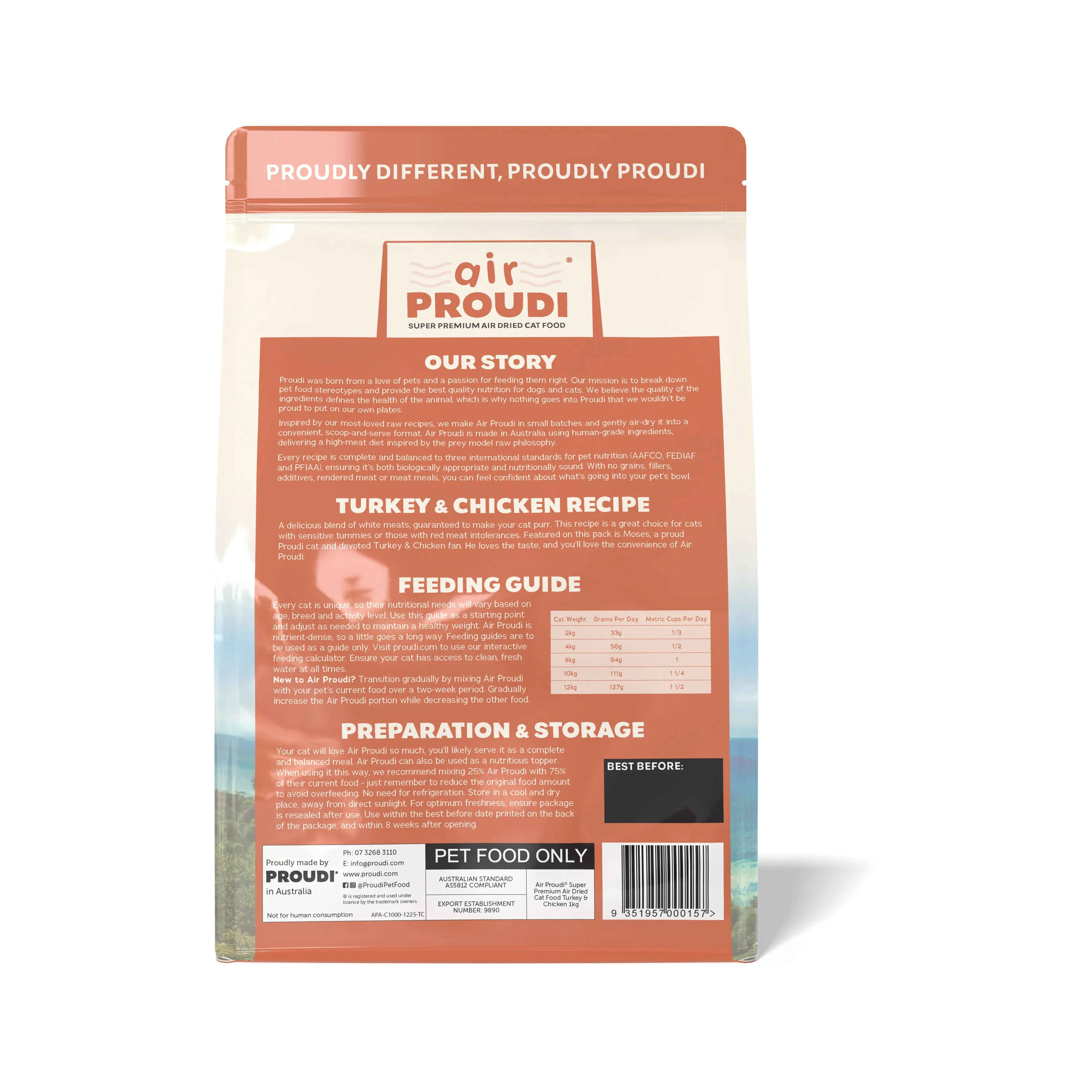 AirProudi Air Dried Cat Food Turkey and Chicken 1kg - Image 3