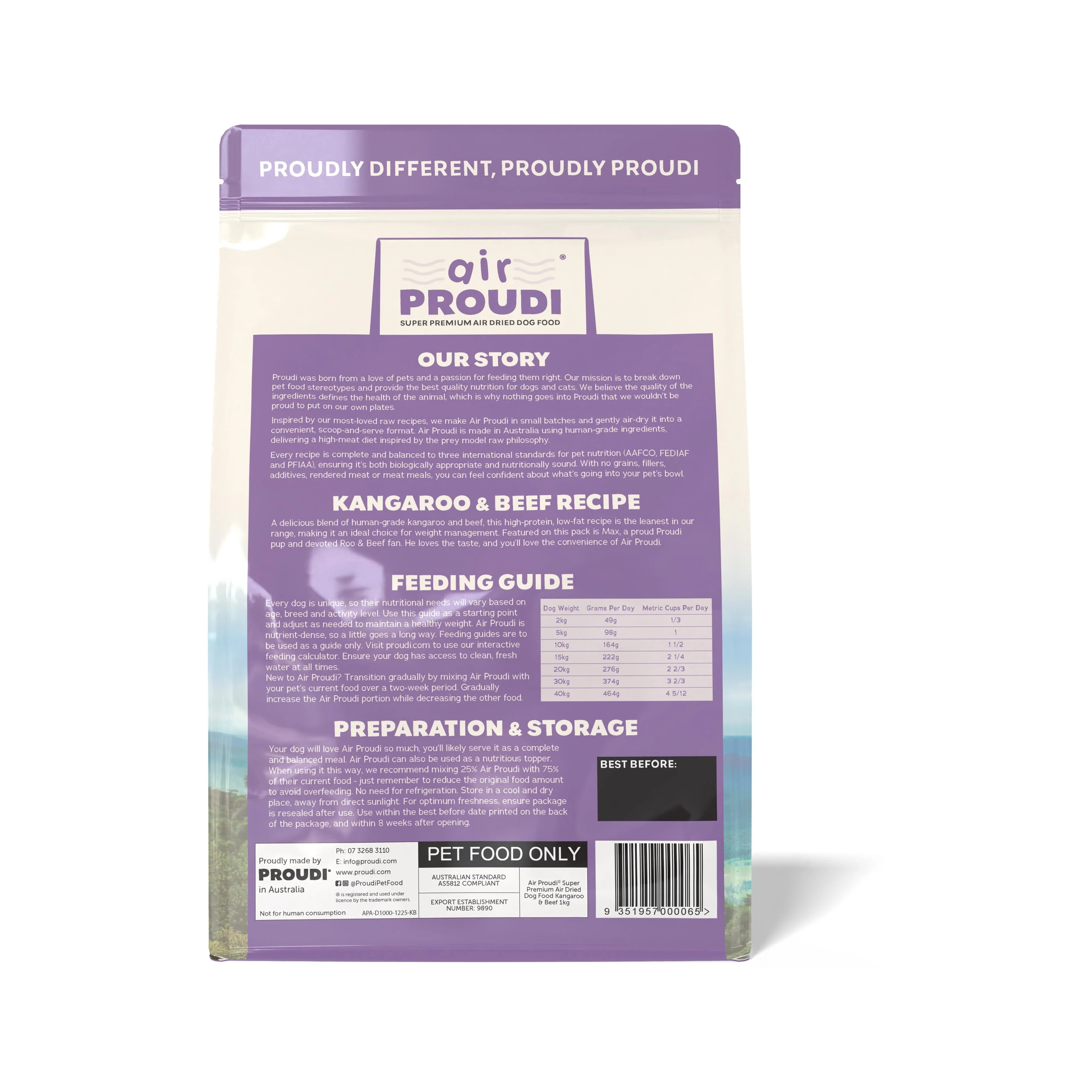 AirProudi Air Dried Dog Food Kangaroo and Beef 1kg - Image 3