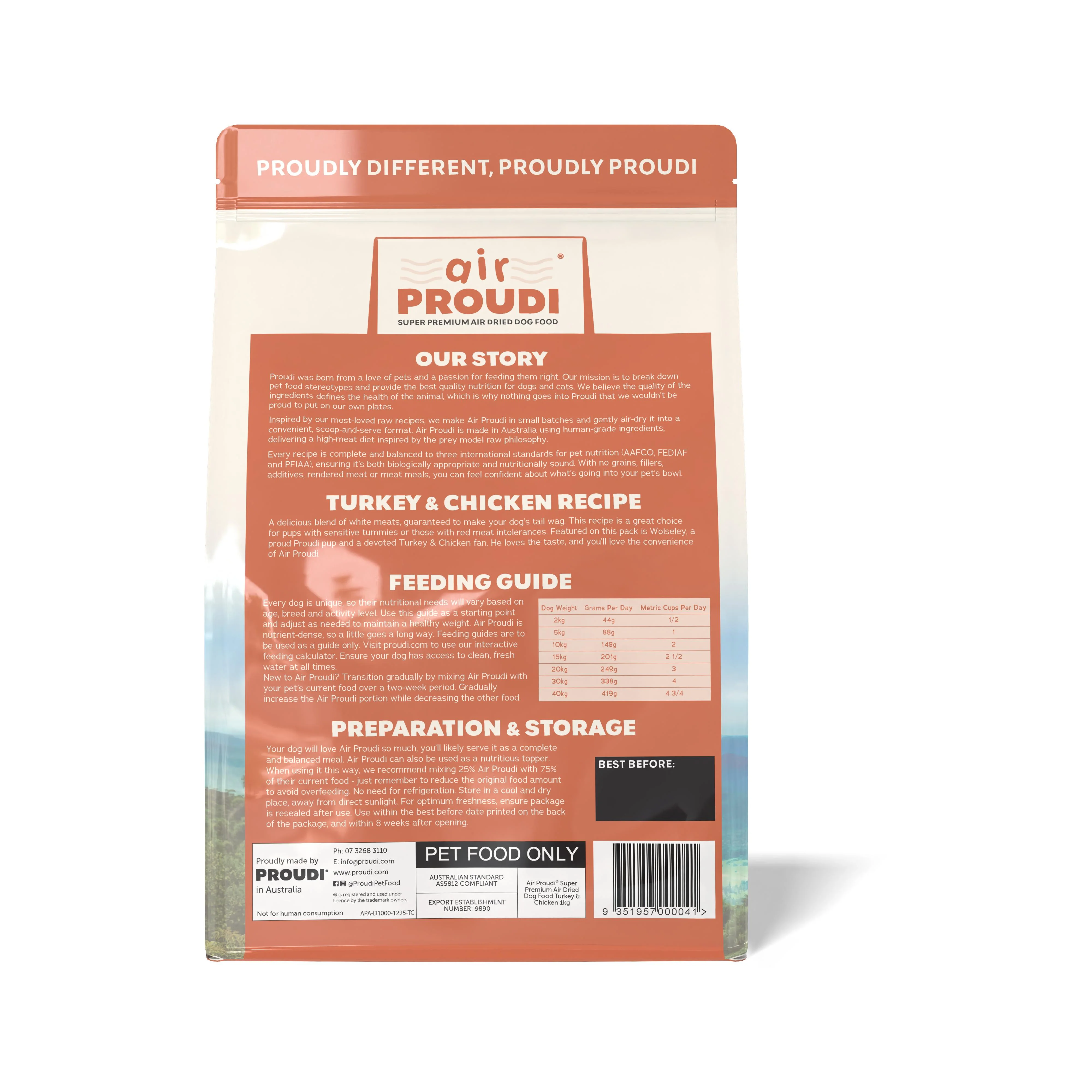 AirProudi Air Dried Dog Food Turkey and Chicken 1kg - Image 3