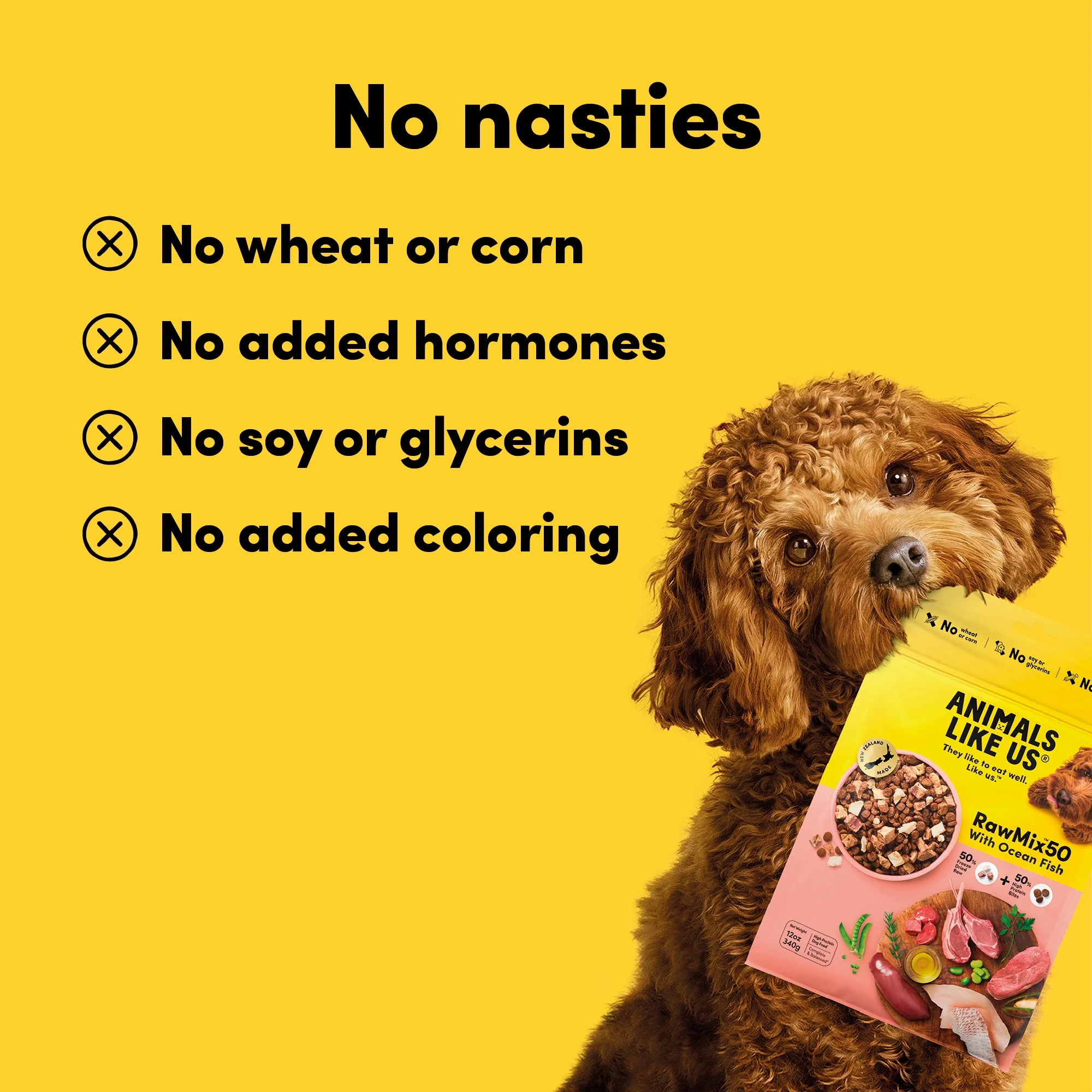 Animals Like Us RawMix50 with Freeze Dried Ocean Fish and Kibble Mix Dry Dog Food 340g - Image 8