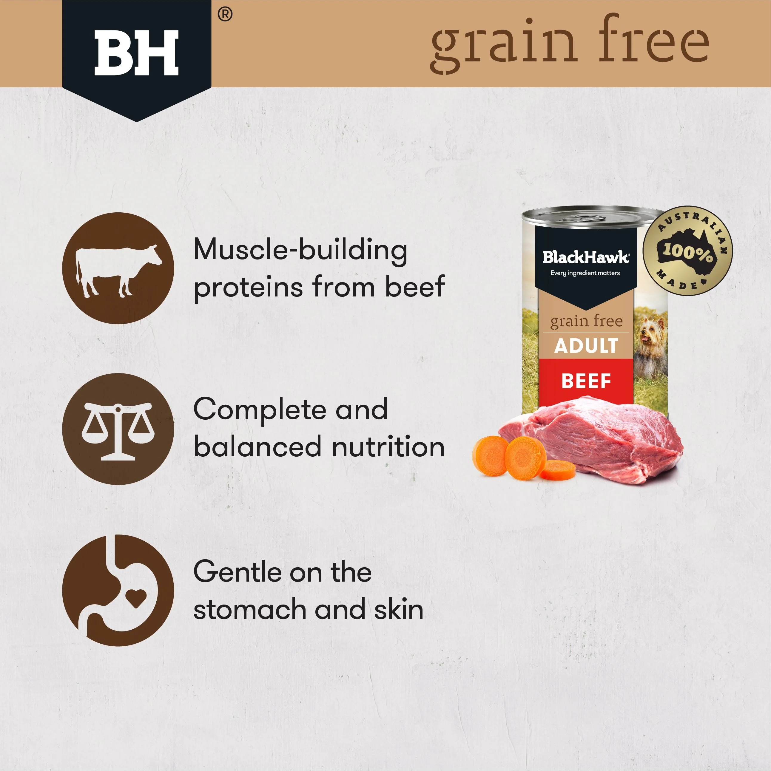 Black Hawk Grain Free Beef Wet Dog Food 400g x 12 - Image 3