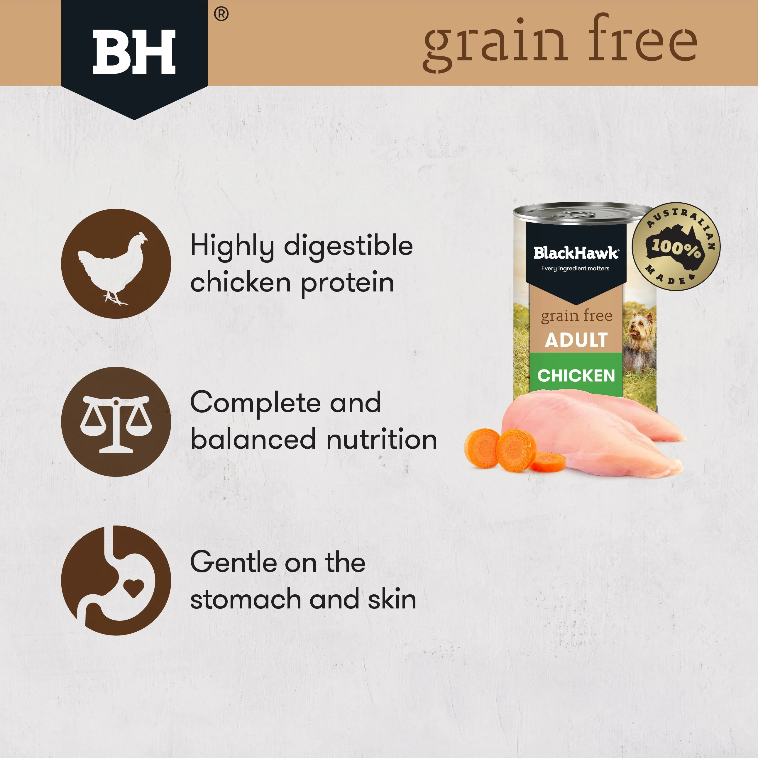 Black Hawk Grain Free Chicken Wet Dog Food 400g x 12 - Image 3