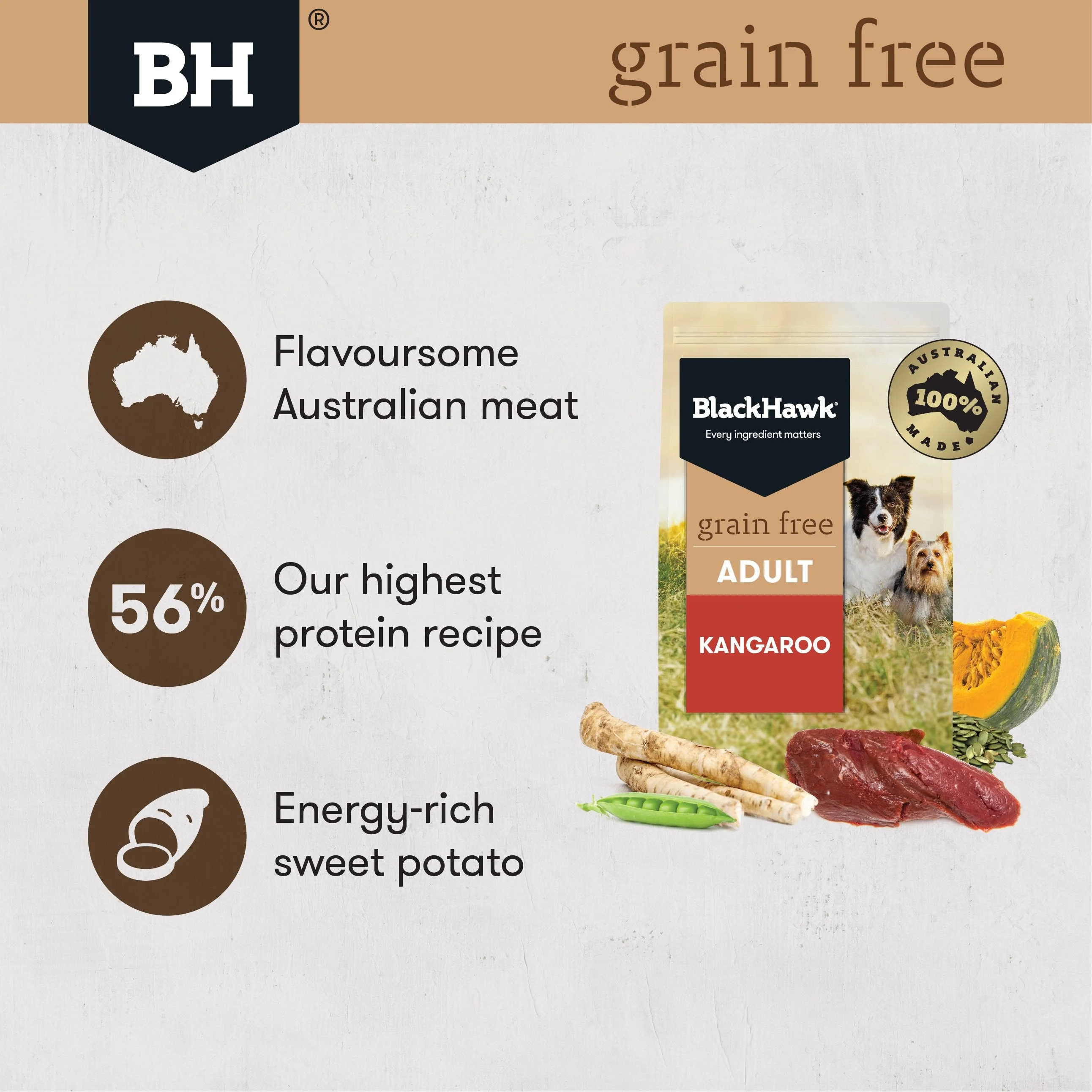 Black Hawk Grain Free Wild Kangaroo Dry Dog Food 2.5kg - Image 2