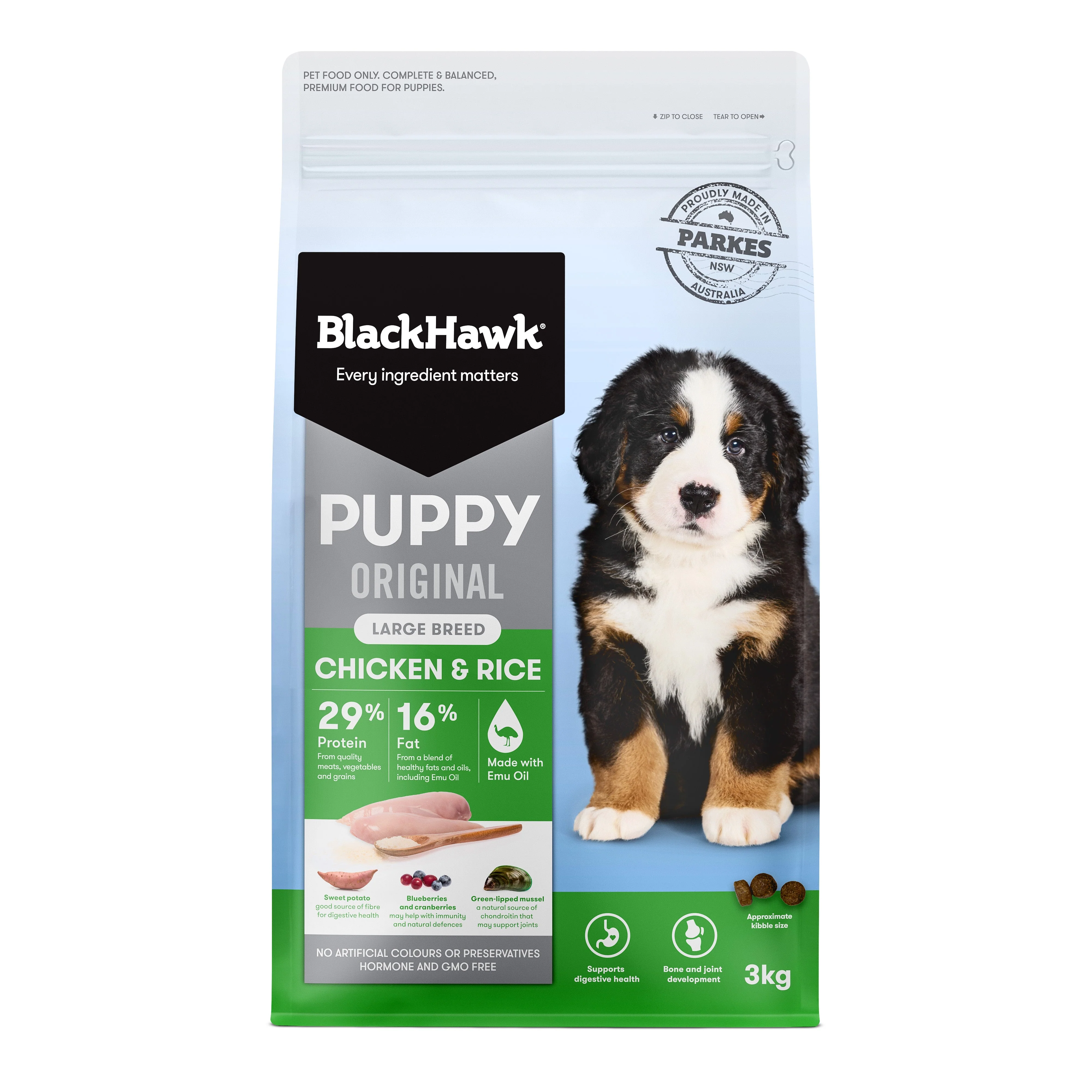 Black Hawk Chicken and Rice Large Breed Puppy Dry Dog Food 3kg