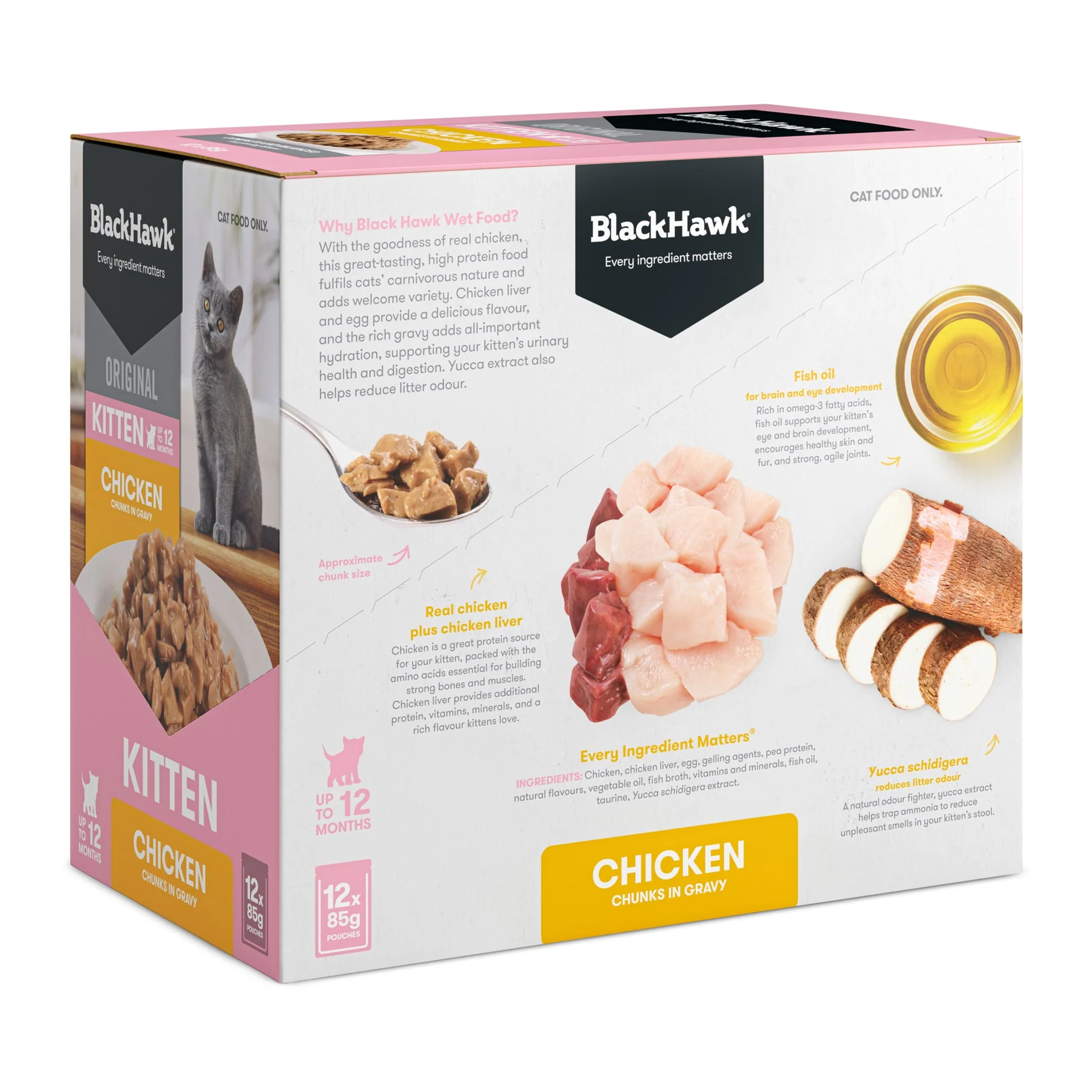 Black Hawk Chicken in Gravy Kitten Wet Food 85gx12 - Image 2