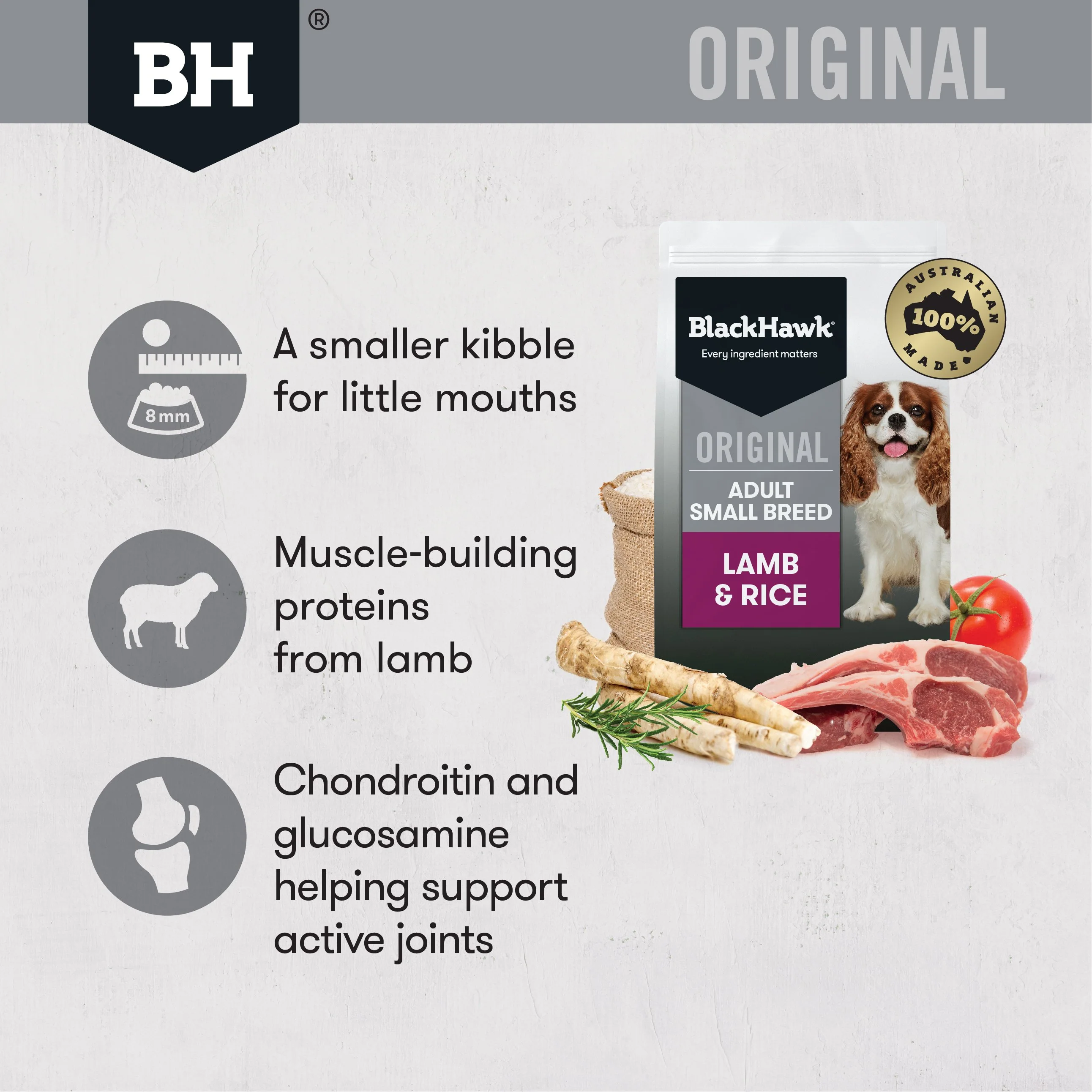 Black Hawk Original Lamb and Rice Small Breed Dry Dog Food 3kg - Image 2