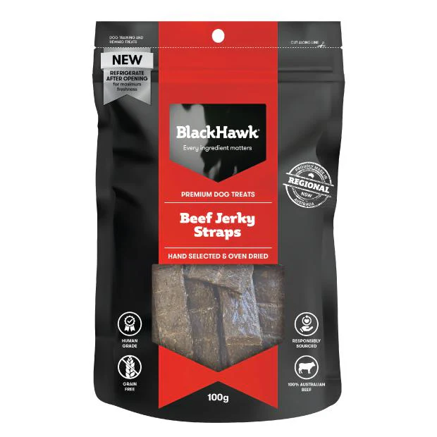 Black Hawk Dog Treats Beef Jerky Straps 100g - Image 2