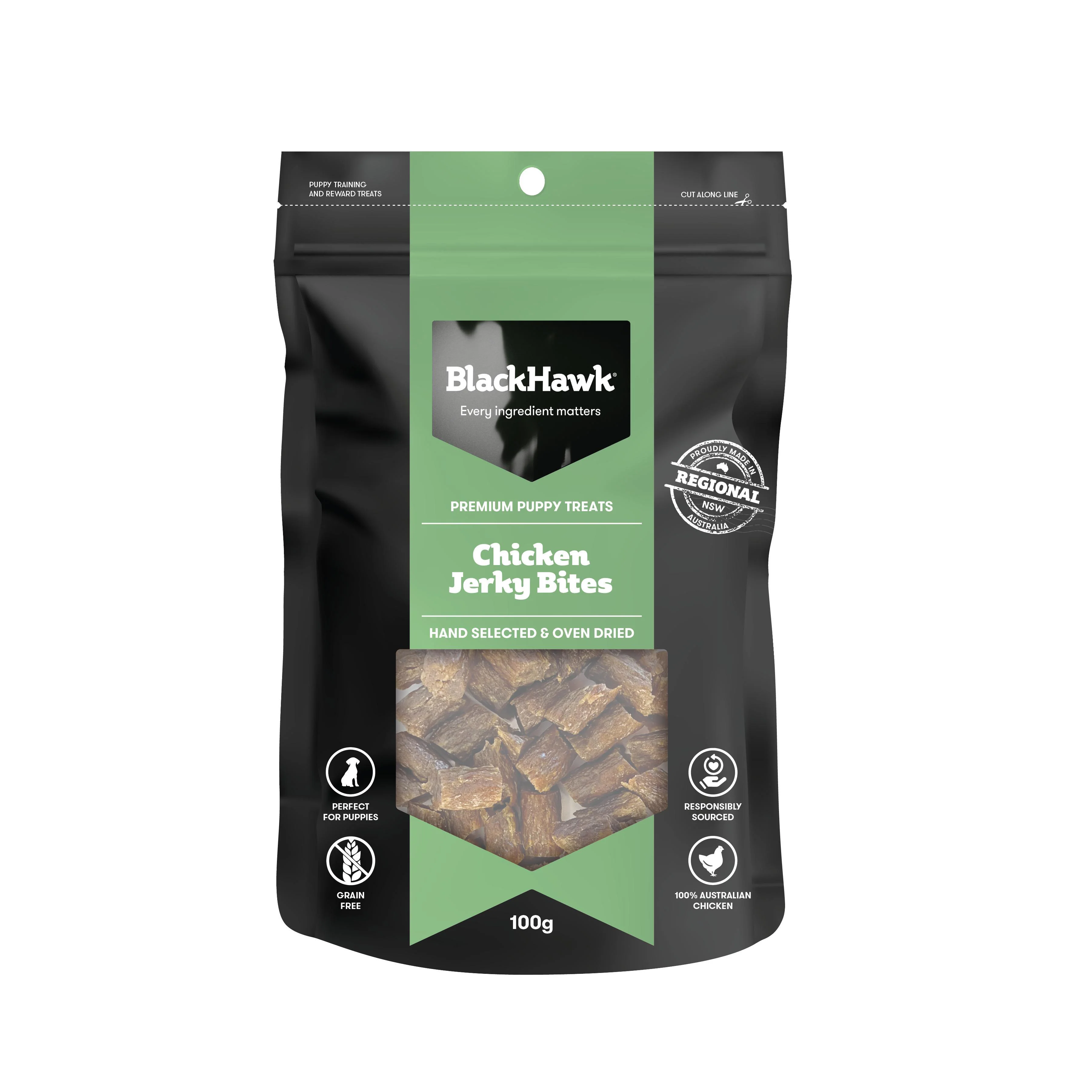 Black Hawk Dog Treats Chicken Jerky Bites for Puppies 100g - Image 2