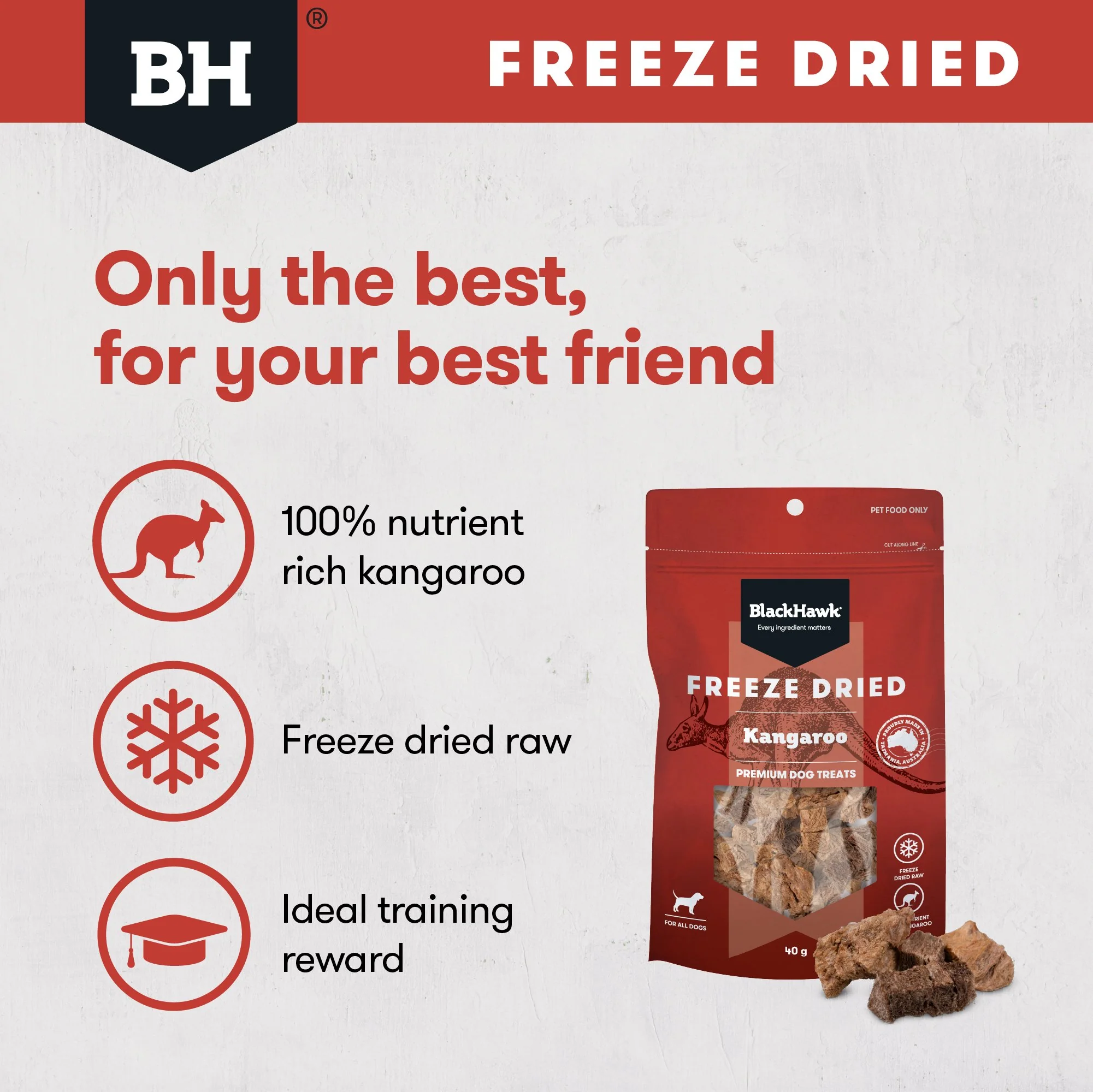 Black Hawk Freeze Dried Kangaroo Dog Treats 40g - Image 12