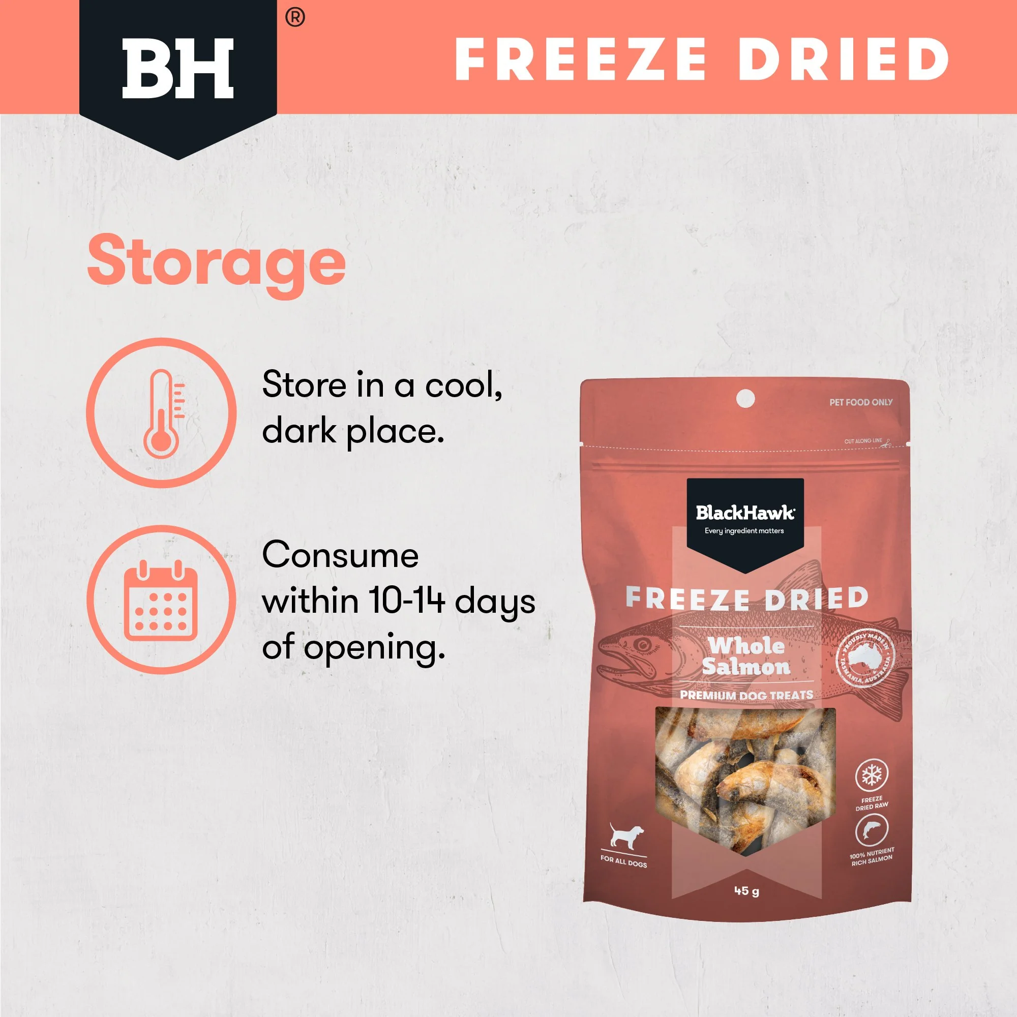 Black Hawk Freeze Dried Salmon Dog Treats 45g - Image 4