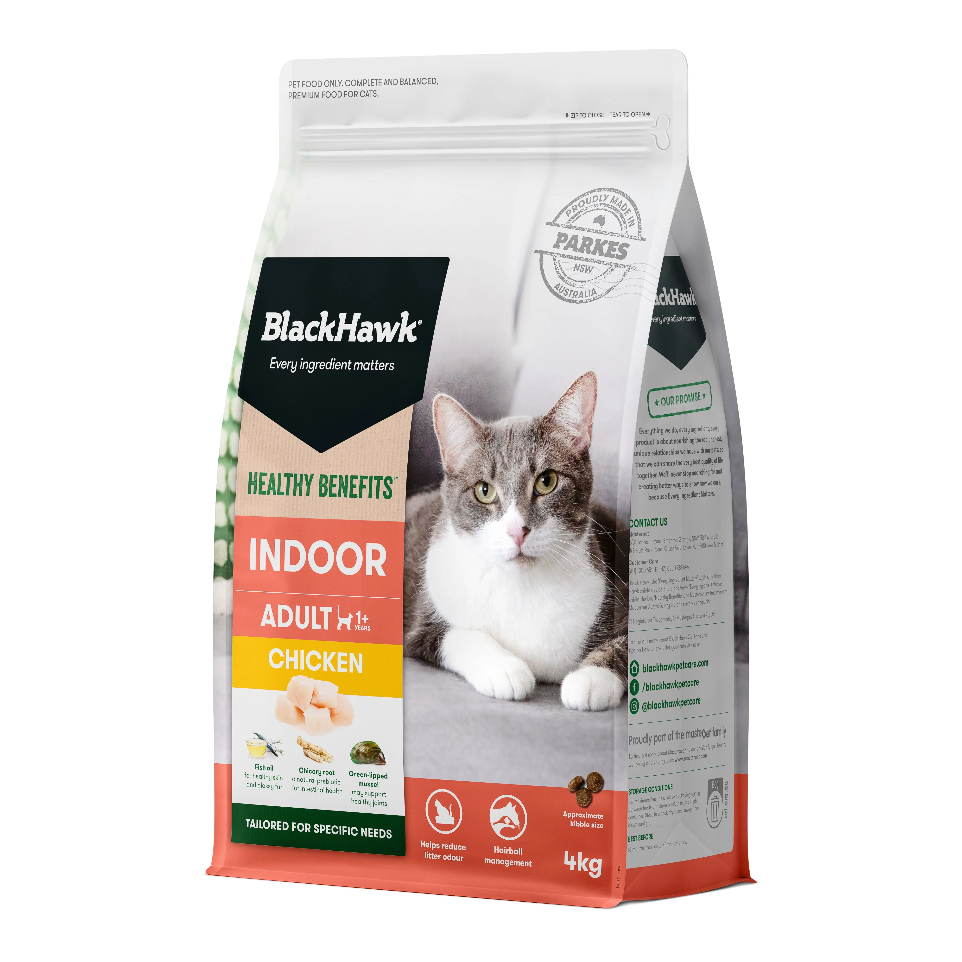 Black Hawk Healthy Benefits Indoor Chicken Cat Dry Food 4kg - Image 3