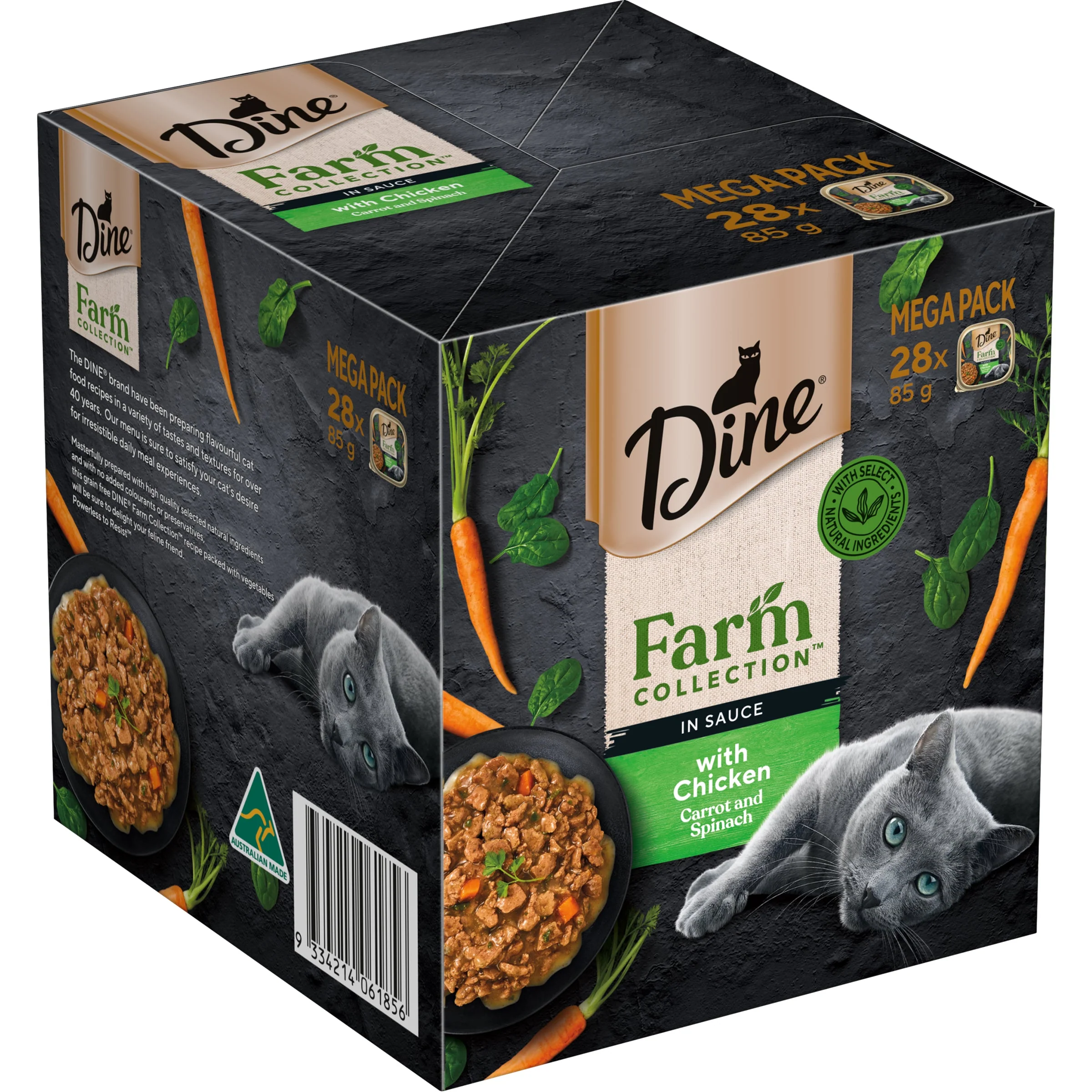Dine Farm Collection Chicken Carrot and Spinach Adult Cat Wet Food 85g x 28 - Image 4