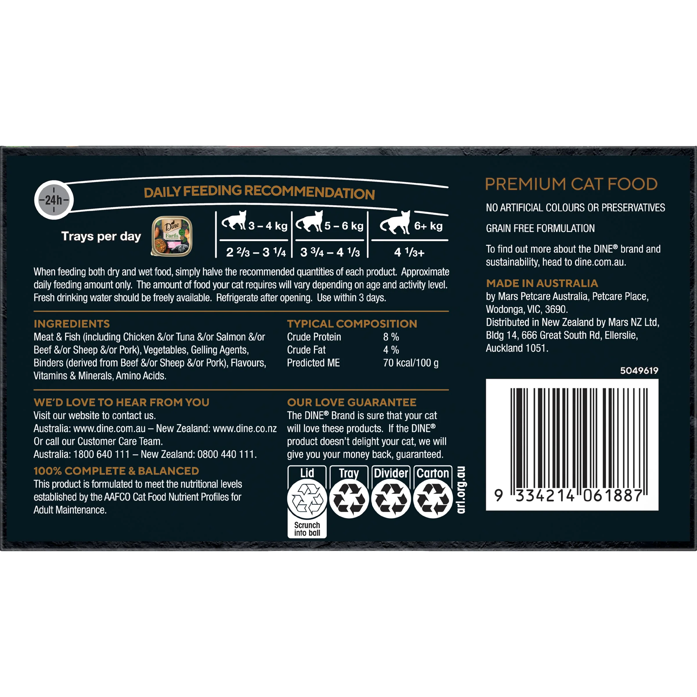 Dine Farm Collection Salmon Sweet Potato and Spinach Adult Cat Wet Food 85g x 7 - Image 5