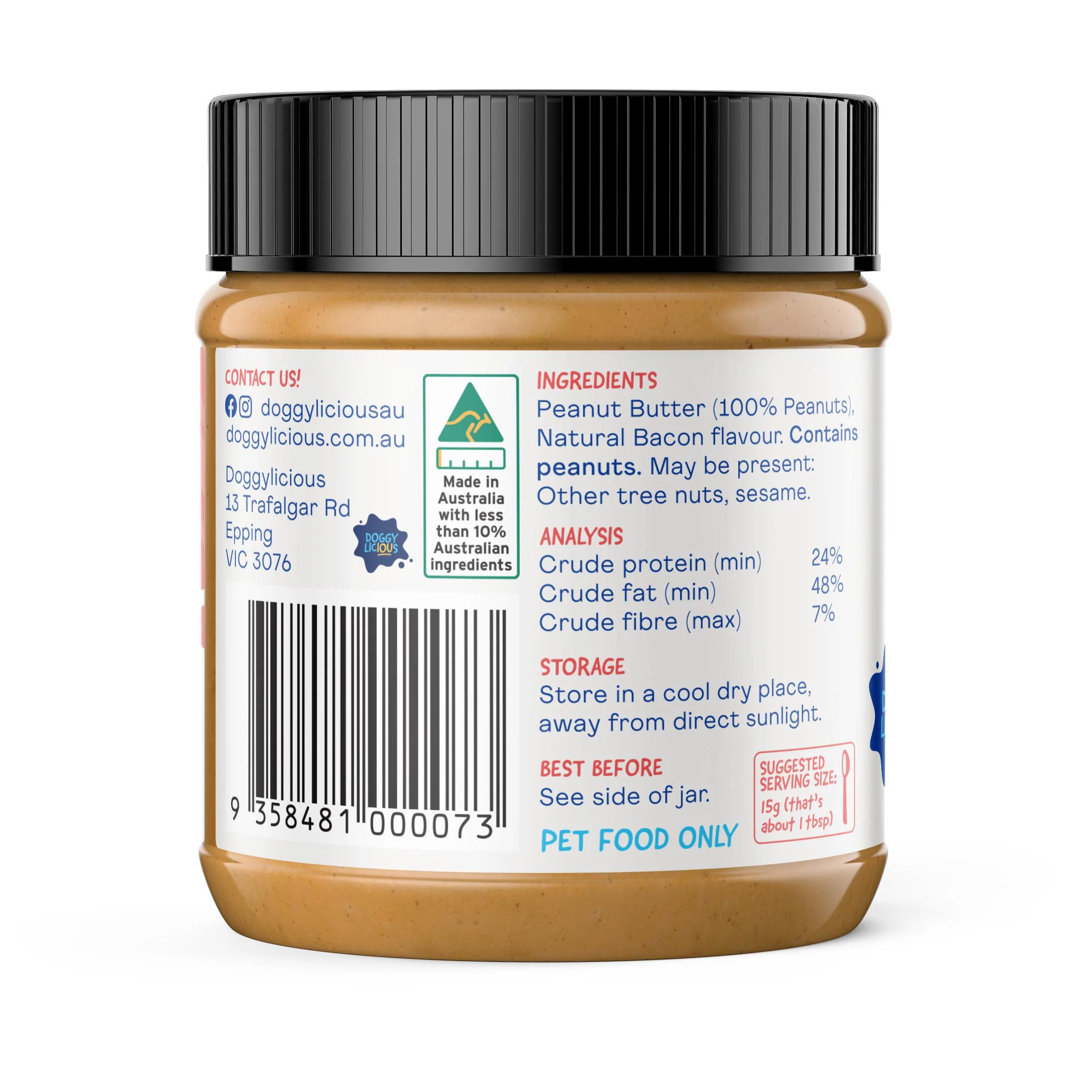 Doggylicious Barkin Bacon Doggy Peanut Butter 250g - Image 2