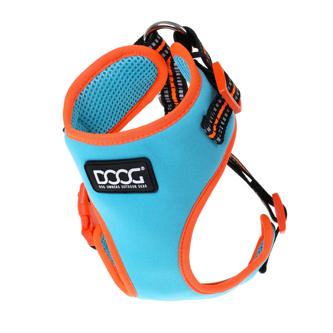 DOOG Neoflex Neoprene Beethoven Neon Blue and Orange Dog Harness Extra Large - Image 2