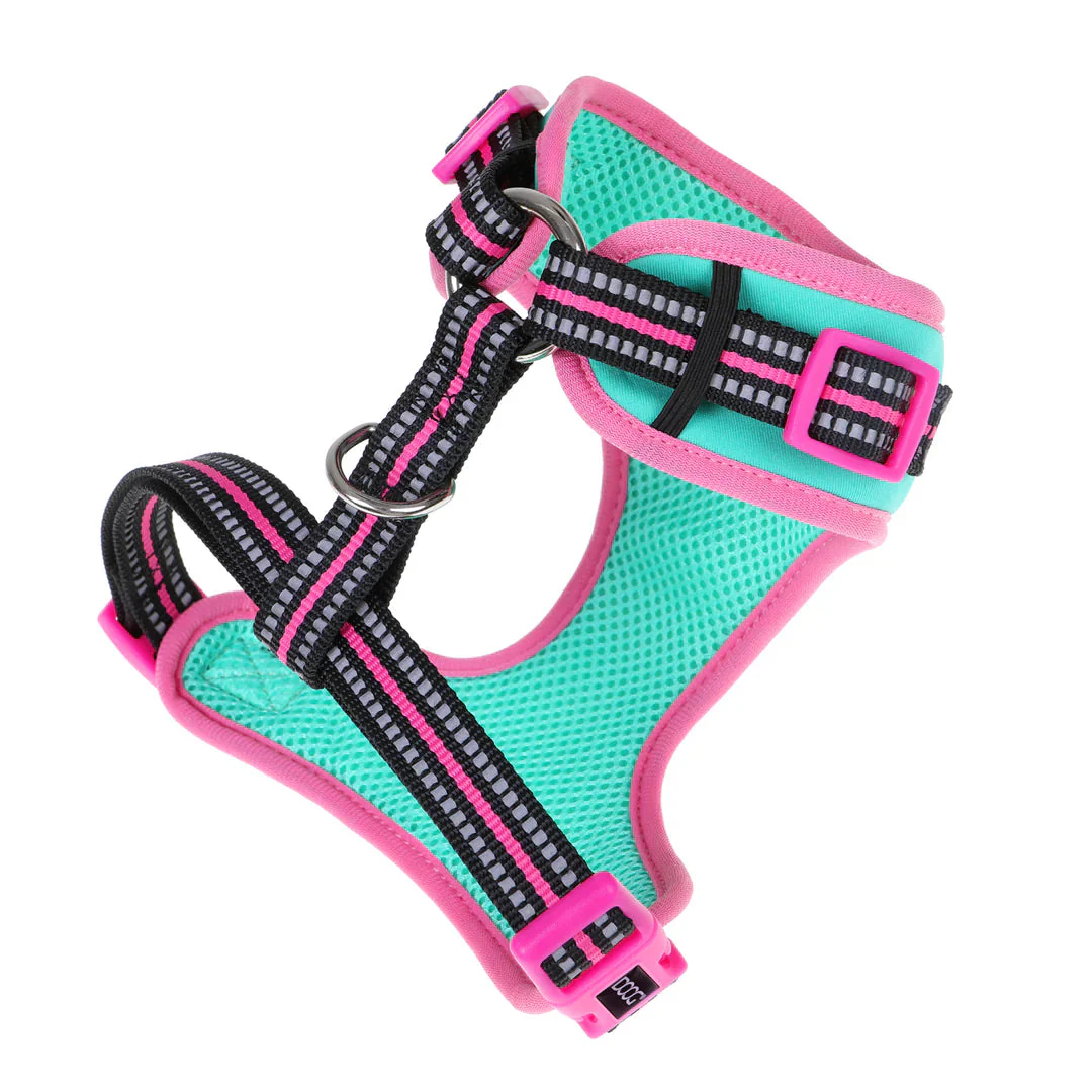 DOOG Neoflex Neoprene Rin Tin Tin Neon Teal and Pink Dog Harness Large - Image 3