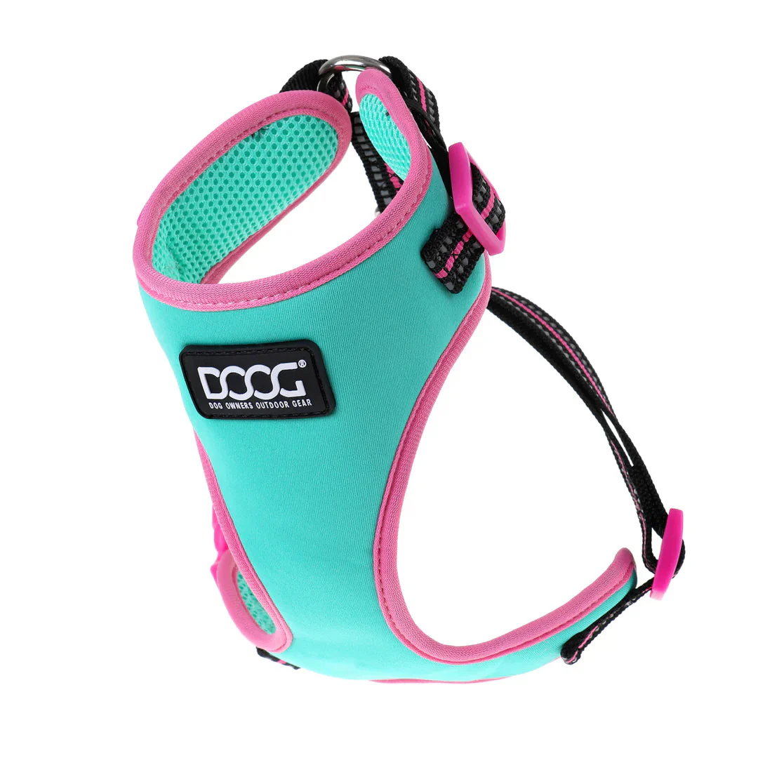 DOOG Neoflex Neoprene Rin Tin Tin Neon Teal and Pink Dog Harness Small - Image 2