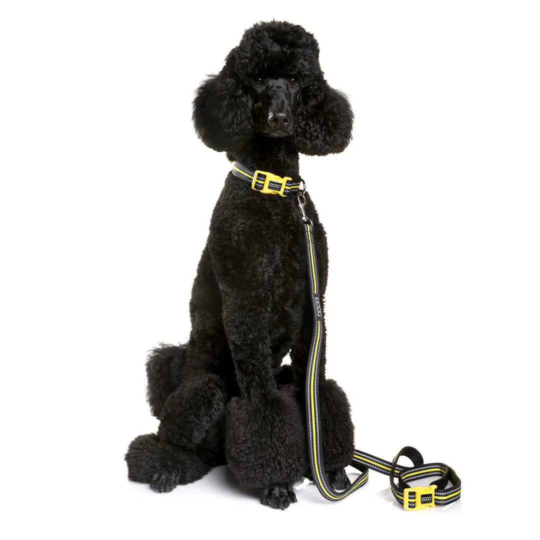 DOOG Neoprene Clip It Bolt Black and Yellow Adjustable Dog Lead Extra Large - Image 3