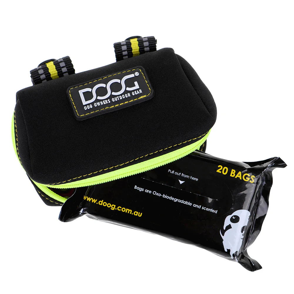 DOOG Walkie Pouch Bolt Neon Black and Yellow Neoprene Poo Bag Holder - Image 3