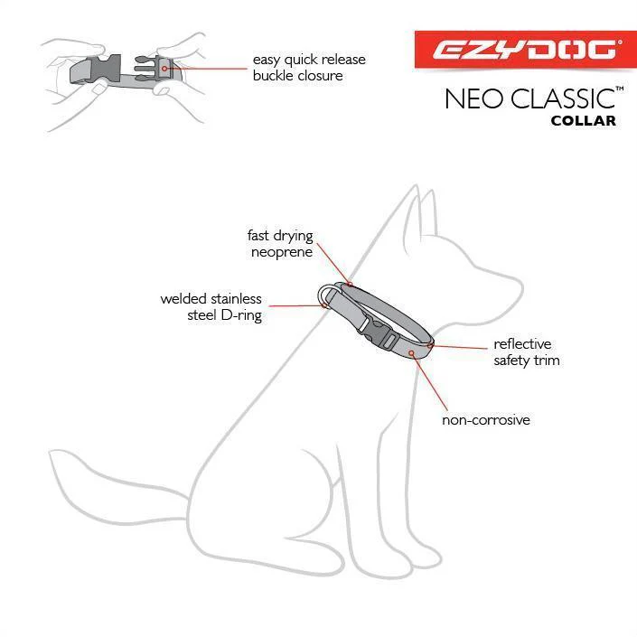 EzyDog Classic Neoprene Dog Collar Black Medium - Image 3