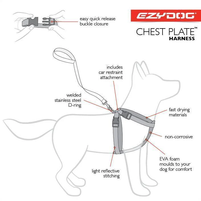 EzyDog Chestplate Dog Harness Black Medium - Image 4