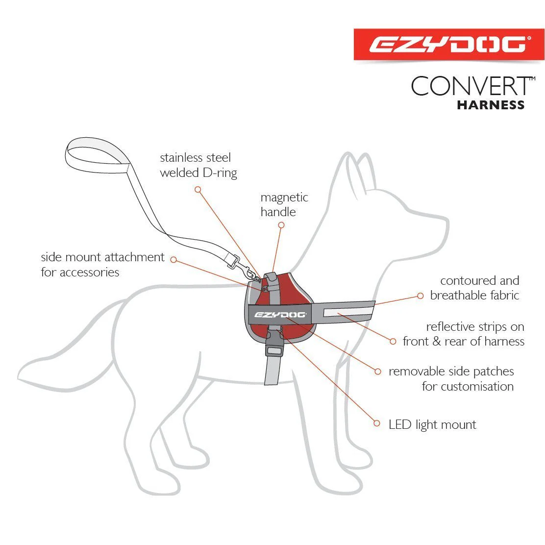 Ezydog Convert Dog Harness Charcoal Extra Large - Image 3