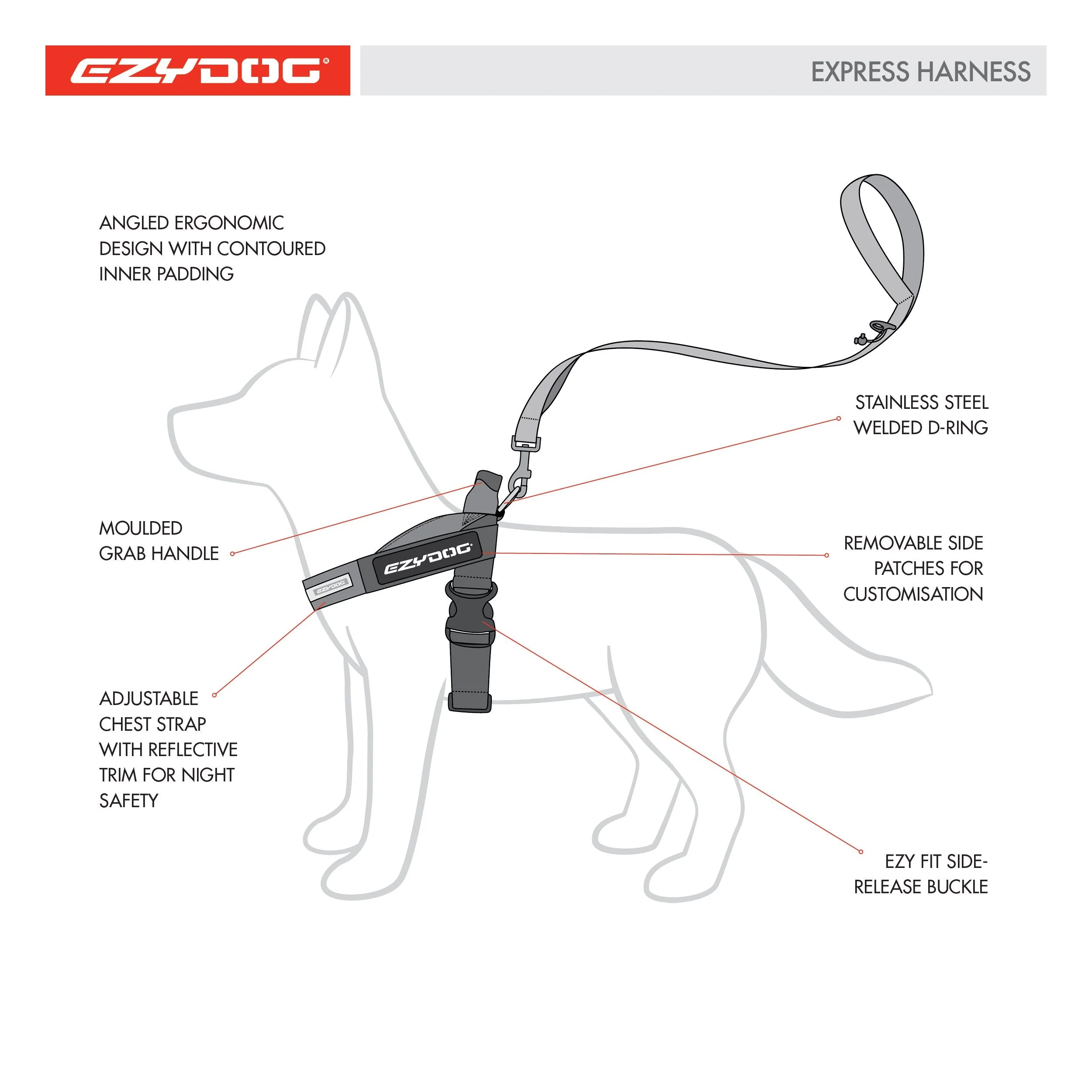 EzyDog Express Red Dog Harness Large - Image 7