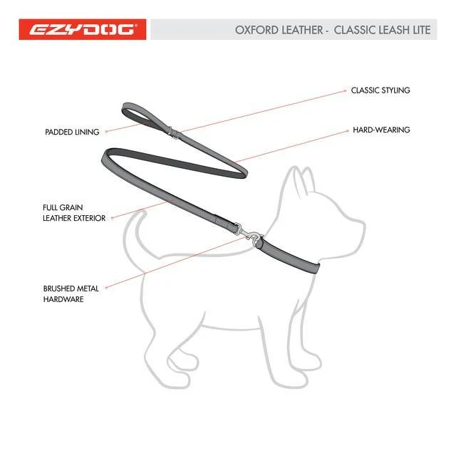 EzyDog Oxford Leather Lite Lead for Small Dogs Black - Image 7