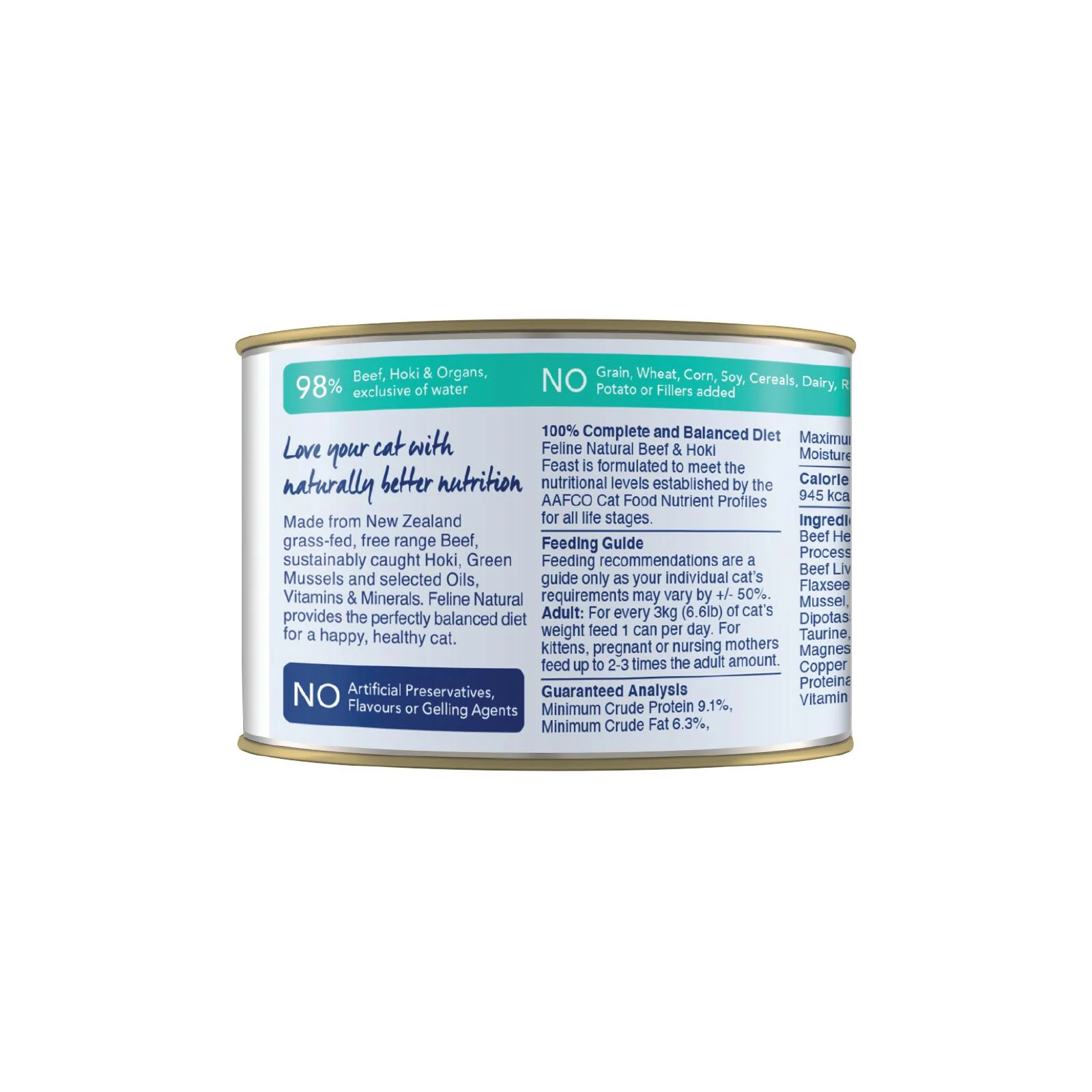 Feline Natural Beef and Hoki Feast Wet Cat Food 170g - Image 2
