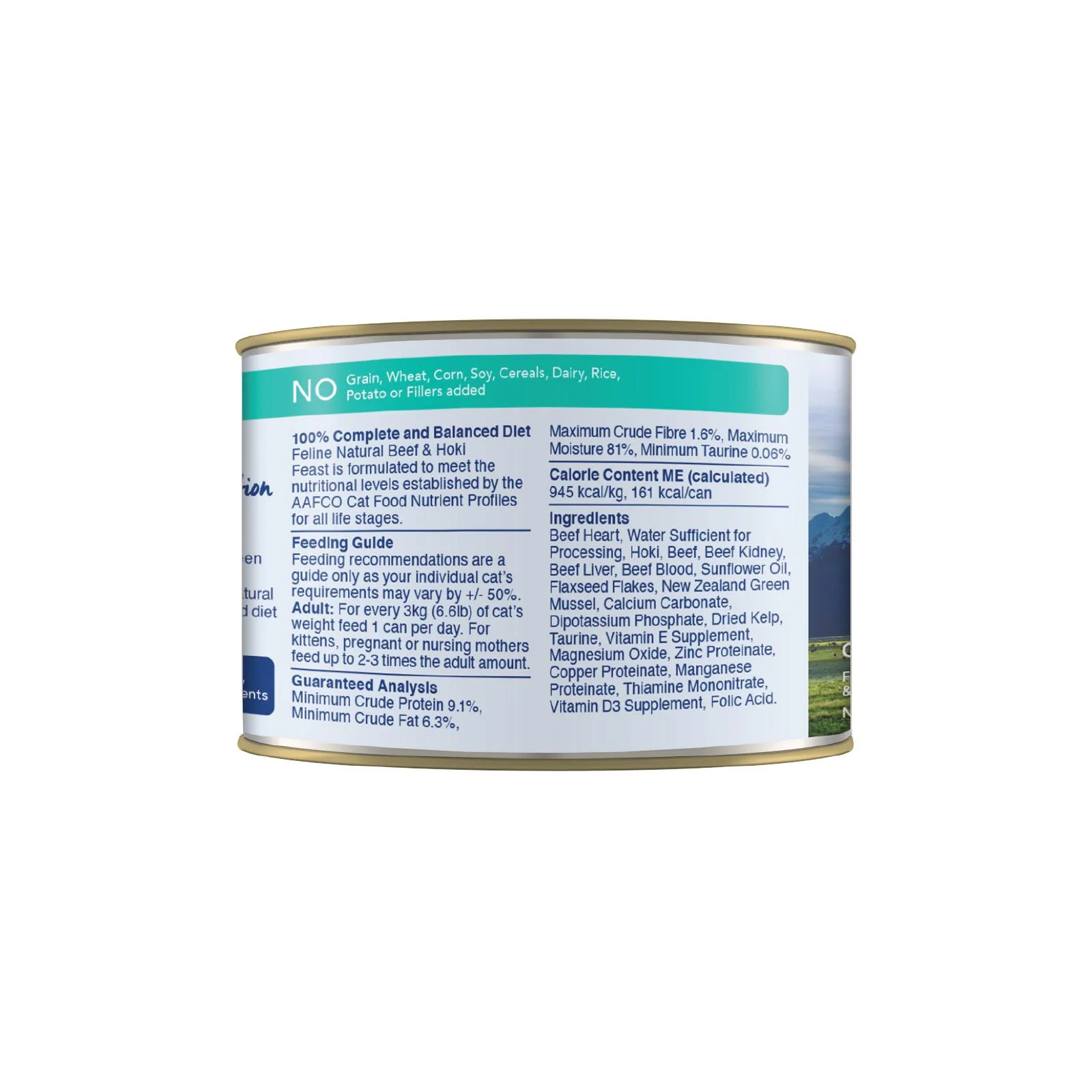 Feline Natural Beef and Hoki Feast Wet Cat Food 170g - Image 3