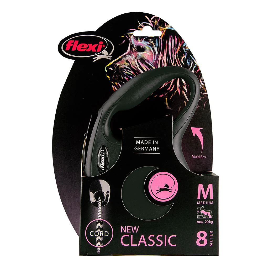 Flexi Classic Cord Retractable Dog Lead Black Medium 8m - Image 2