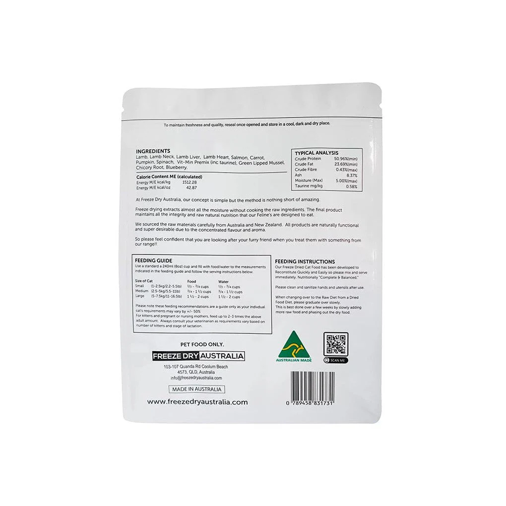 Freeze Dry Australia Freeze Dried Natural Raw Cat Food Lamb 250g - Image 3