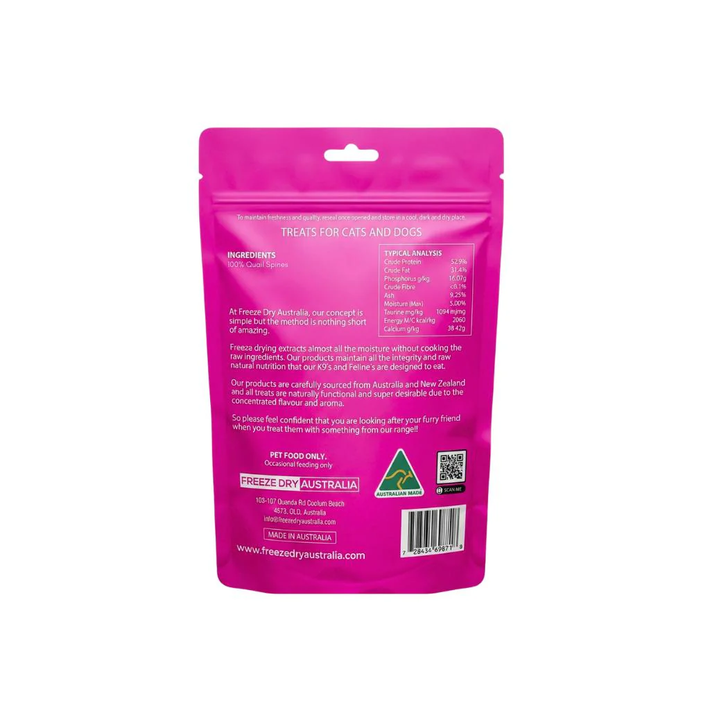 Freeze Dry Australia Quail Backs Treats for Cats and Dogs 80g - Image 4