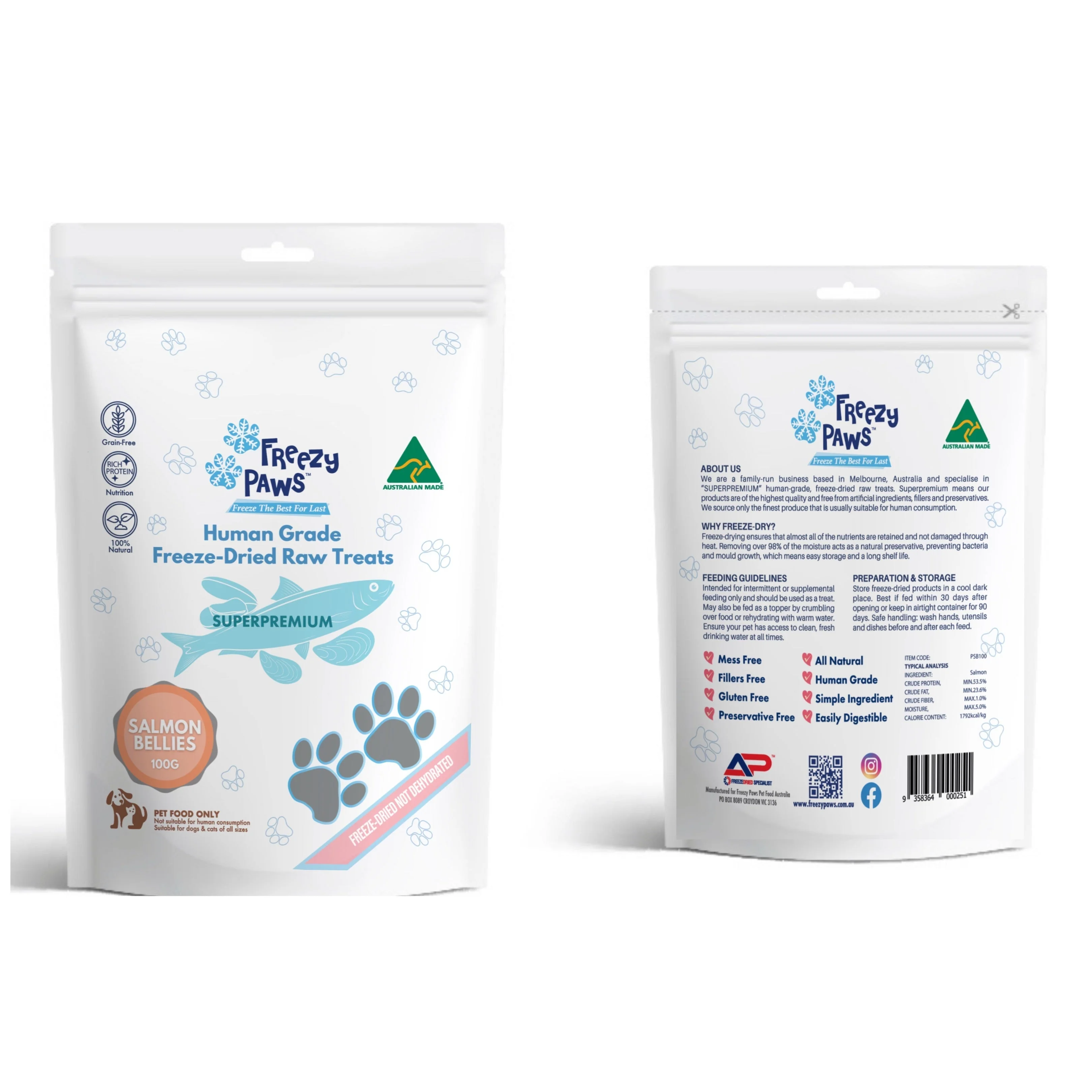 Freezy Paws Freeze Dried Salmon Bellies Dog and Cat Treats 100g - Image 3