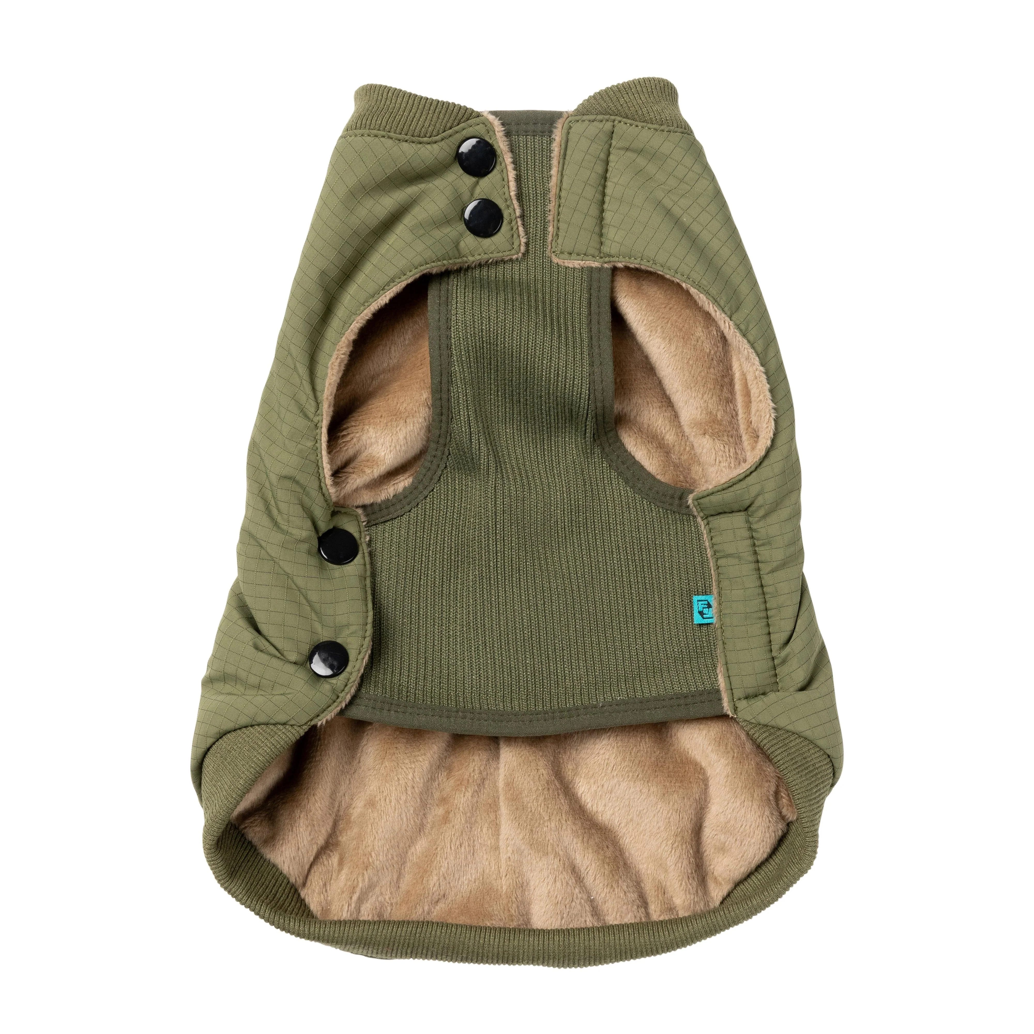 FuzzYard Dog Apparel Bomber Jacket Khaki Green Size 7 - Image 7