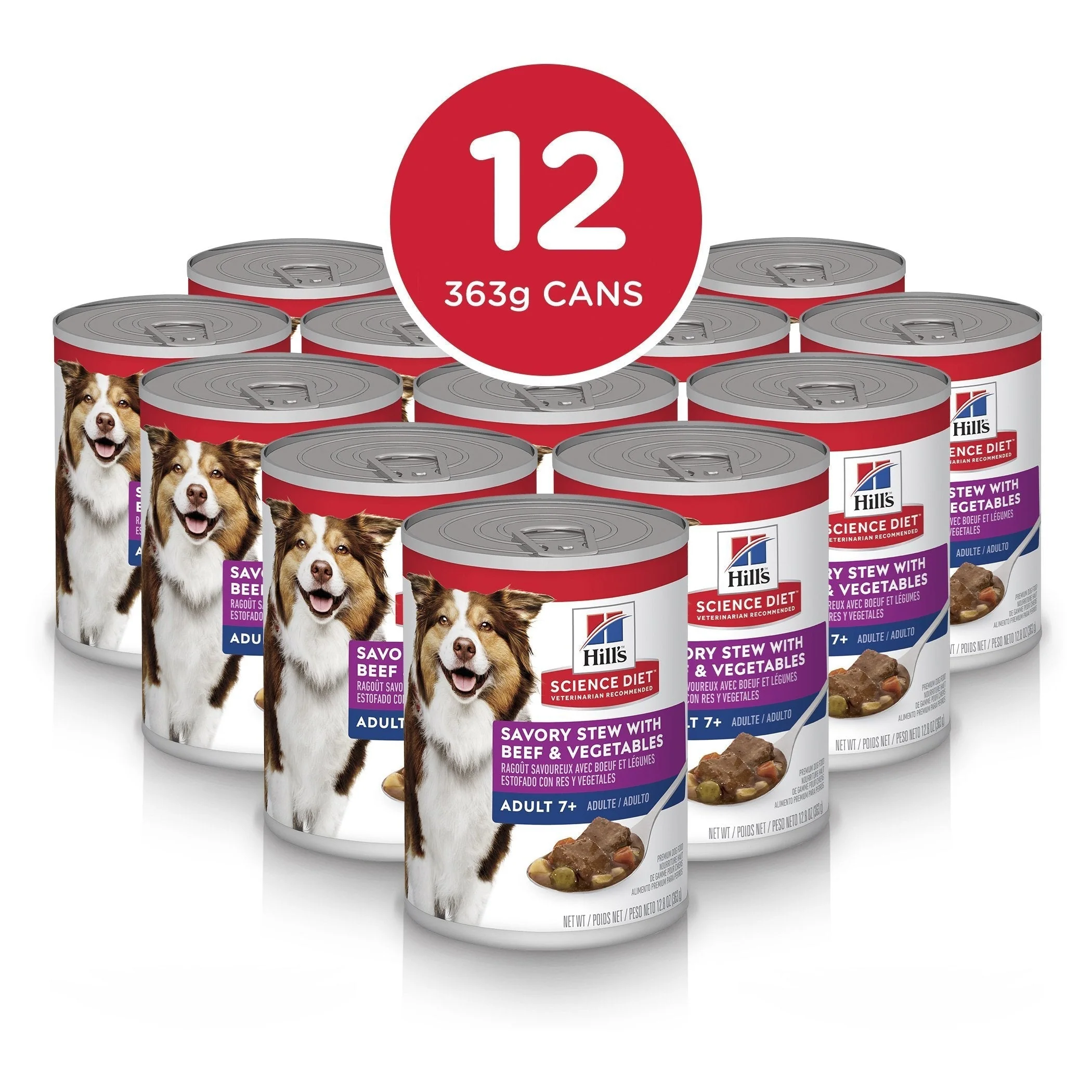 Hills Science Diet Adult 7+ Savoury Stew Beef and Vegetables Canned Dog Food 363g x 12 - Image 10