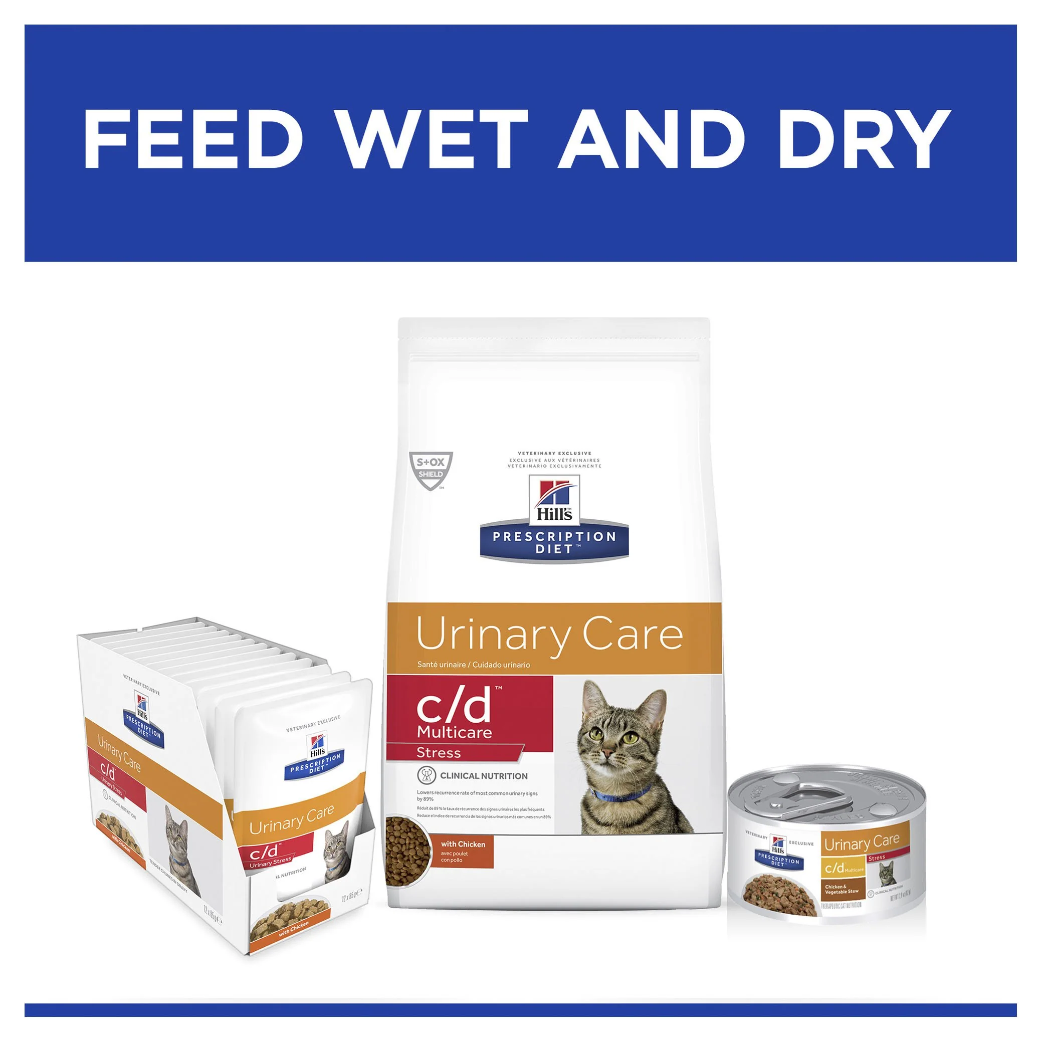 Hills Prescription Diet Cat c/d Multicare Urinary Care Stress Chicken and Vegetable Stew Wet Food 82g x 24 - Image 5