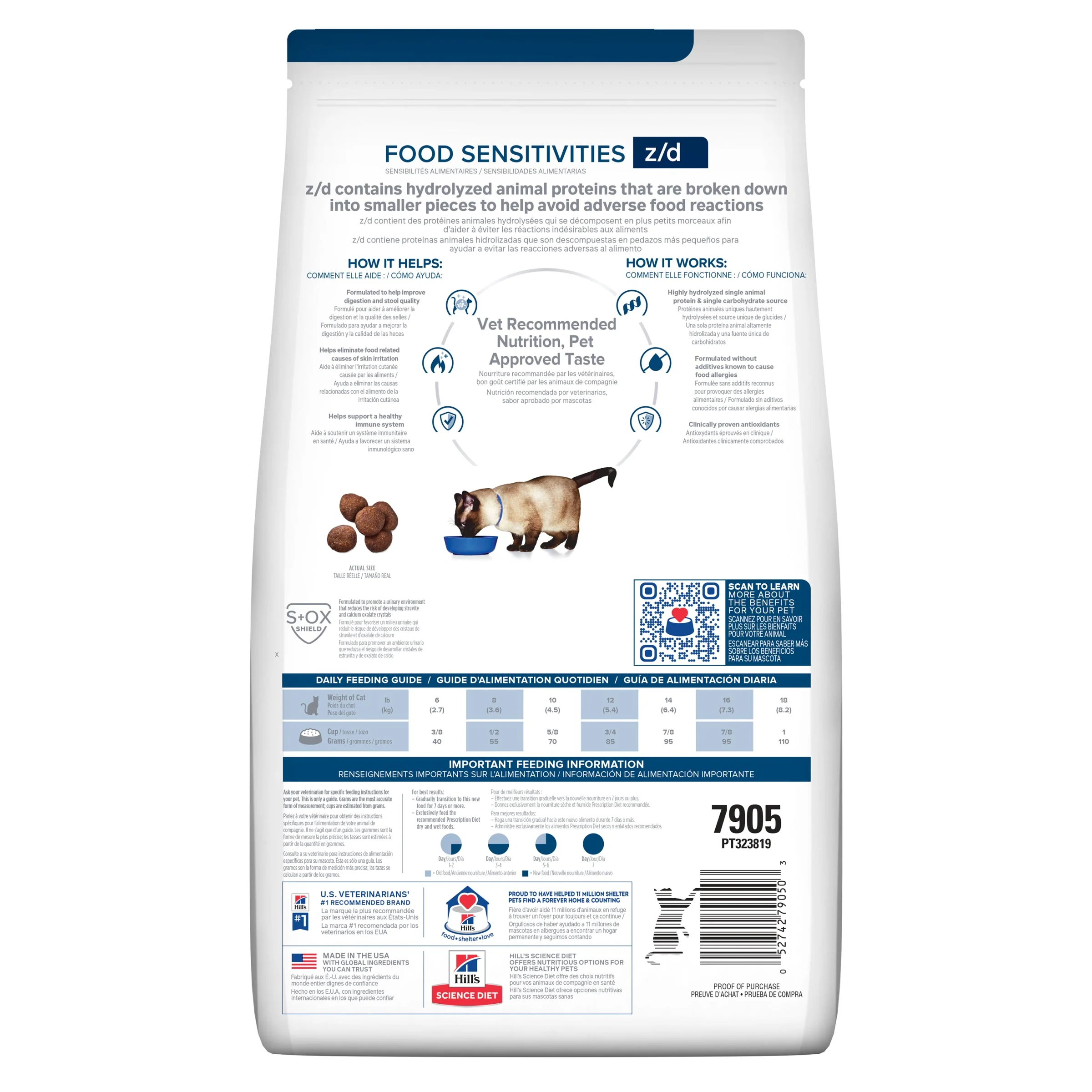 Hills Prescription Diet Cat z/d Skin/Food Sensitivities Dry Food 1.8kg - Image 2