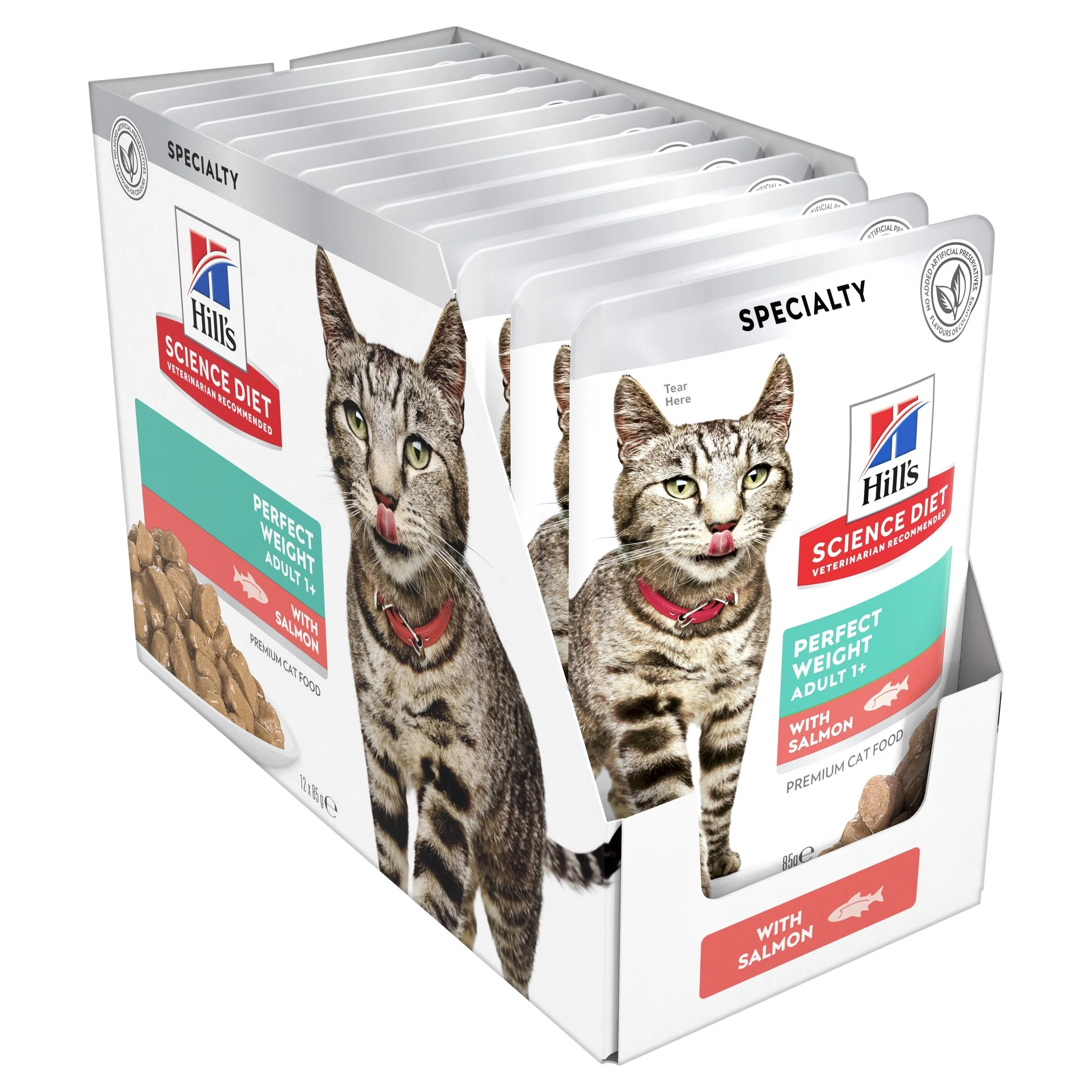 Hills Science Diet Adult Perfect Weight Salmon Cat Food Pouches 85g x 12