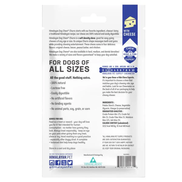 Himalayan Pet Supply Yaky Churro Cheese Dog Treats 4 Pack - Image 3