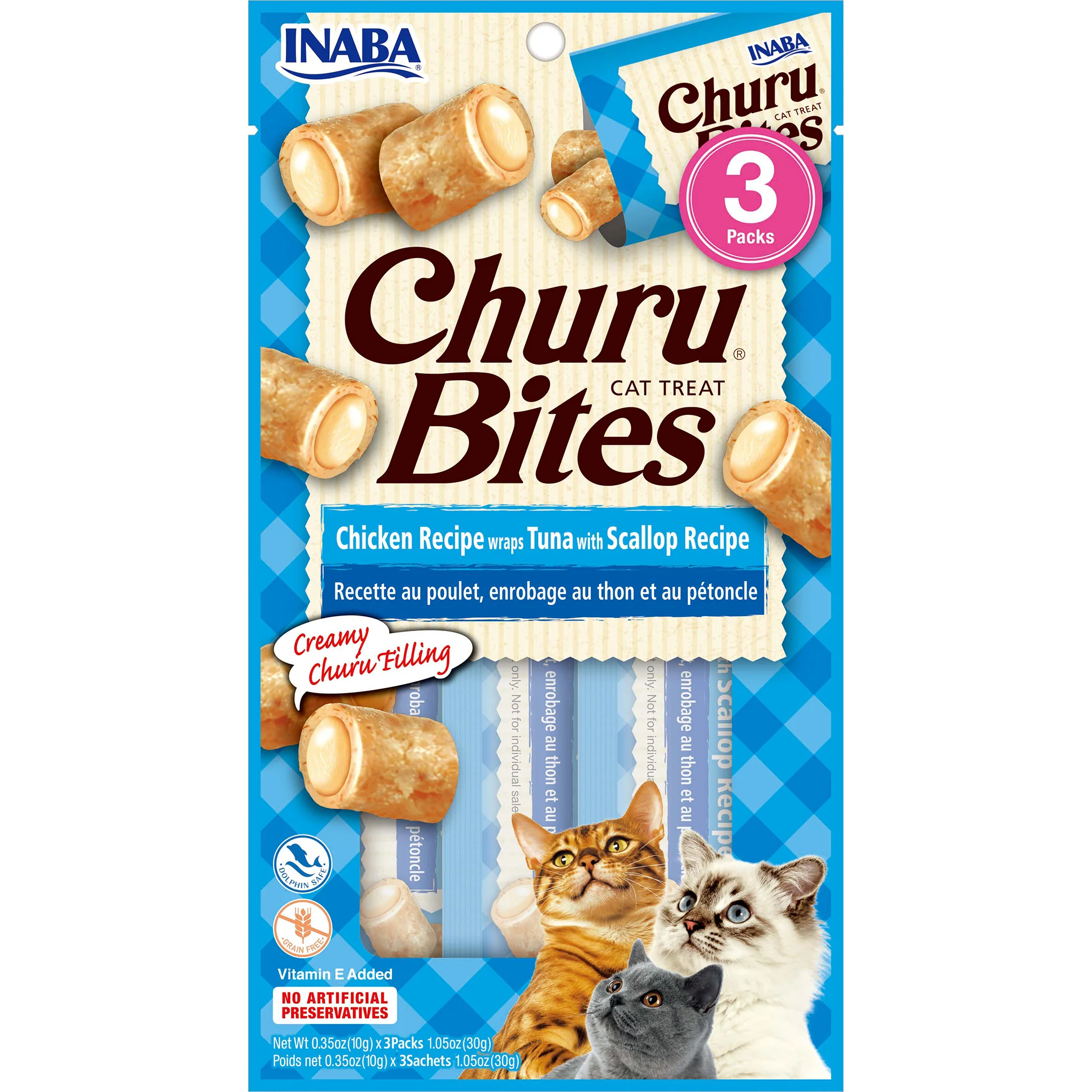 Inaba Churu Bites Chicken Tuna and Scallop Soft Cat Treats 3 Pack x6 - Image 3