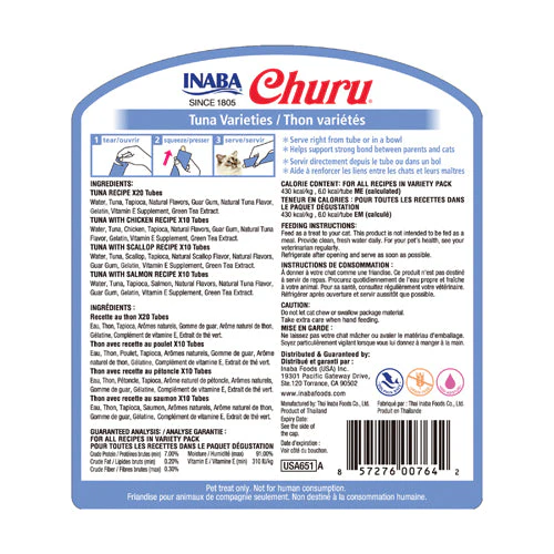 Inaba Churu Puree Tuna Variety Pack Cat Treats 14g x 50 - Image 4