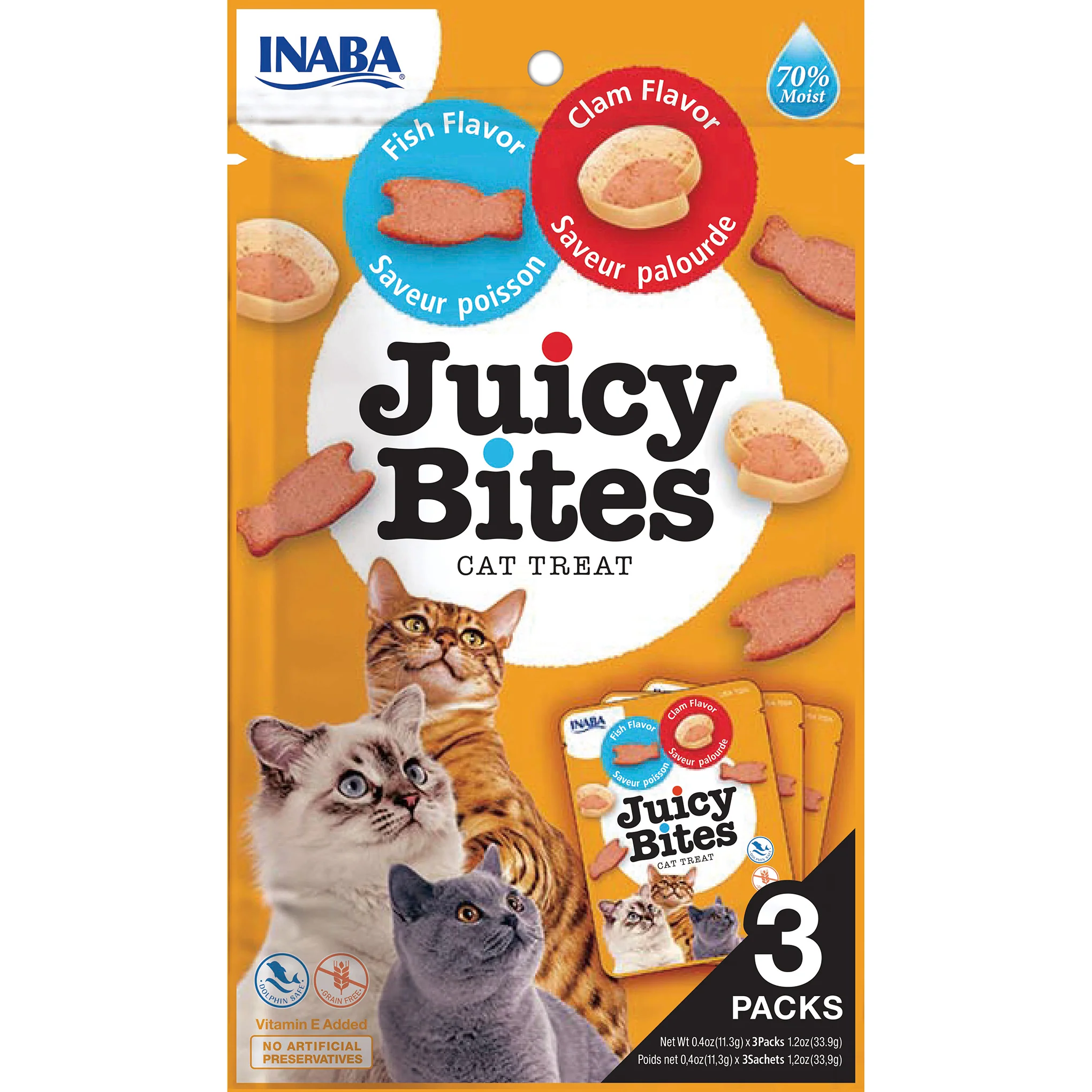 Inaba Juicy Bites Fish and Clam Soft Cat Treats 3 Pack x6 - Image 3