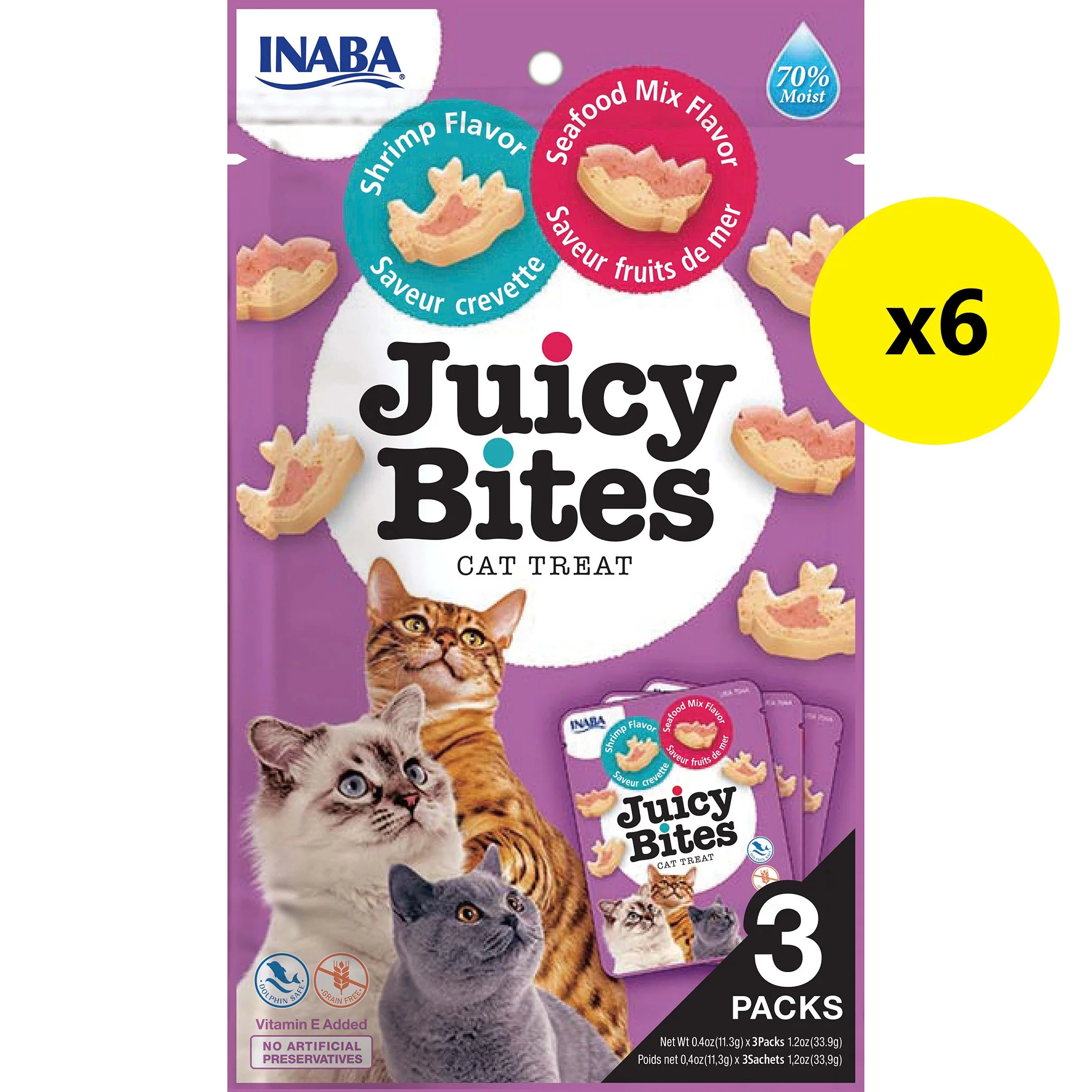 Inaba Juicy Bites Shrimp and Seafood Mix Cat Treats 34g x 6